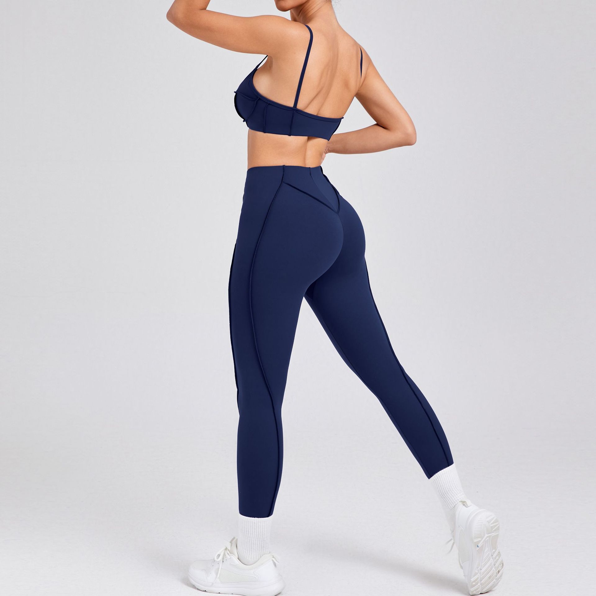 Brushed Tight Backless Sports Bra And Pants Suit QS86040+87652