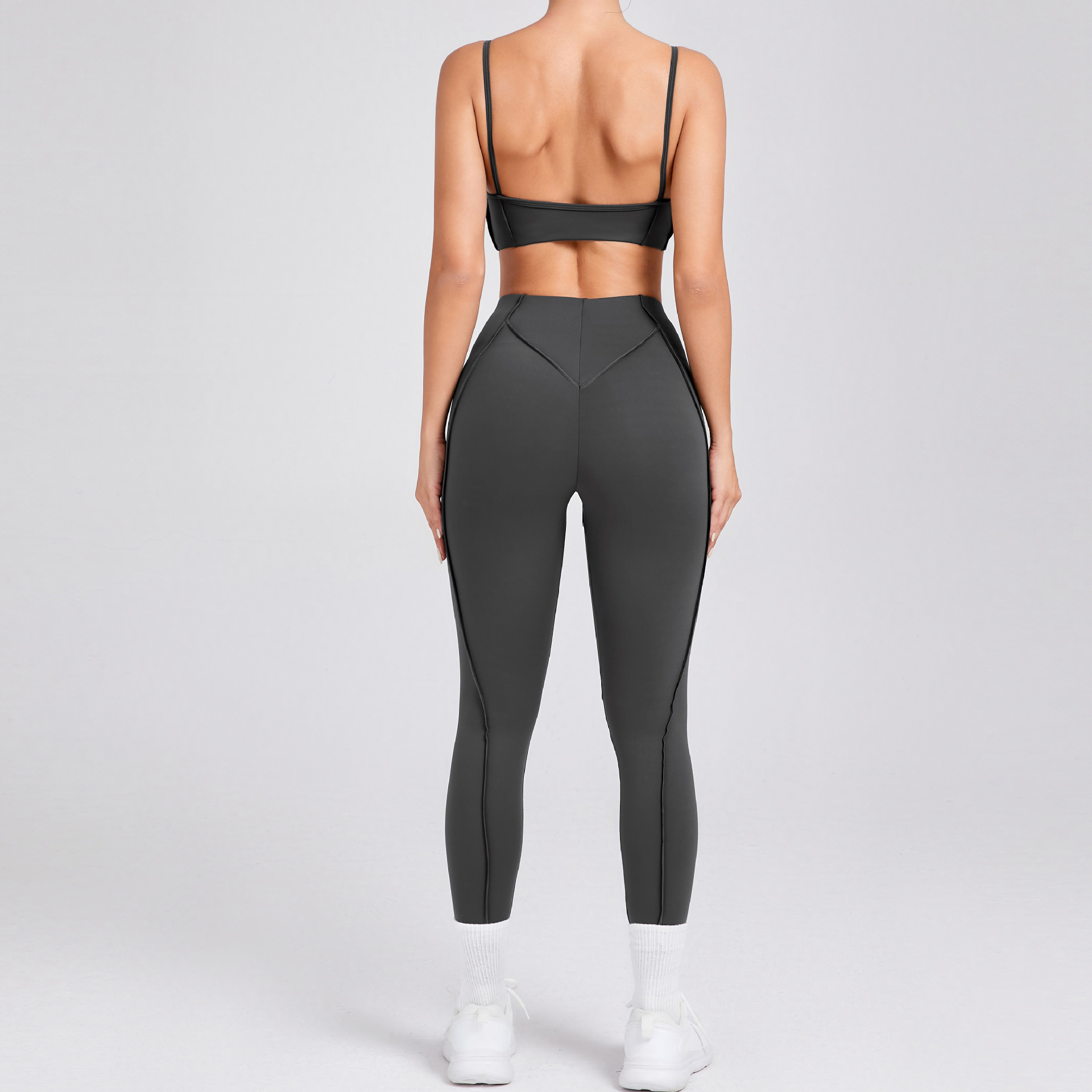 Brushed Tight Backless Sports Bra And Pants Suit QS86040+87652