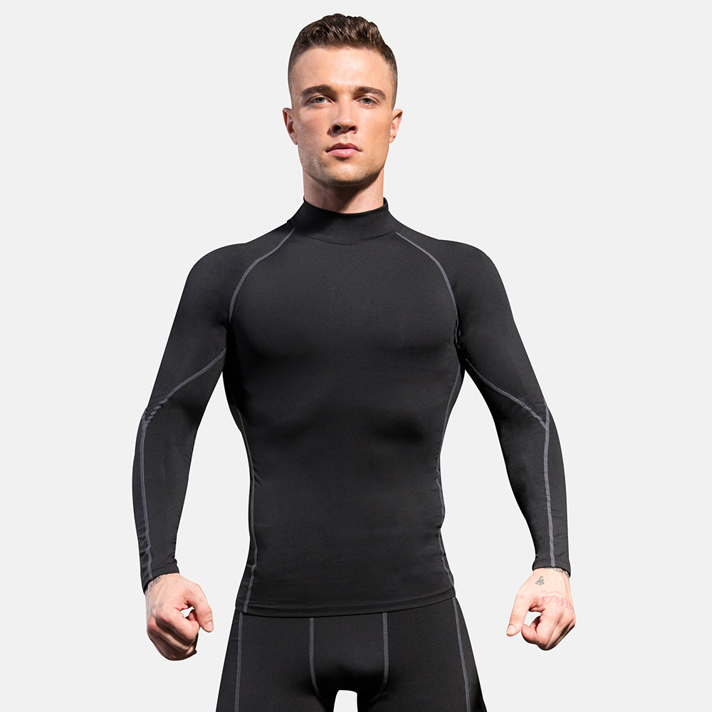 Men Fitness High Neck Long Sleeve Shirt 1058