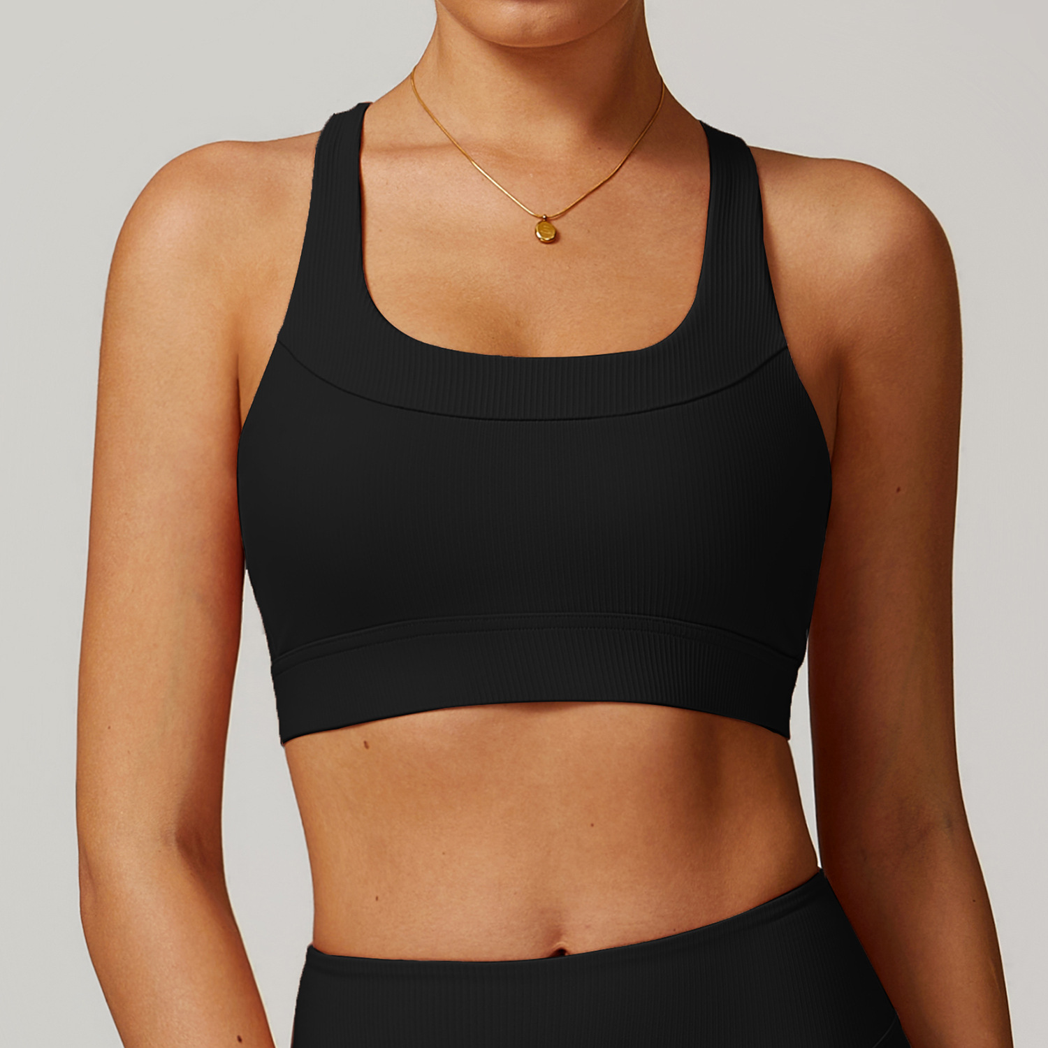 Ribbed Blackless Yoga Bra