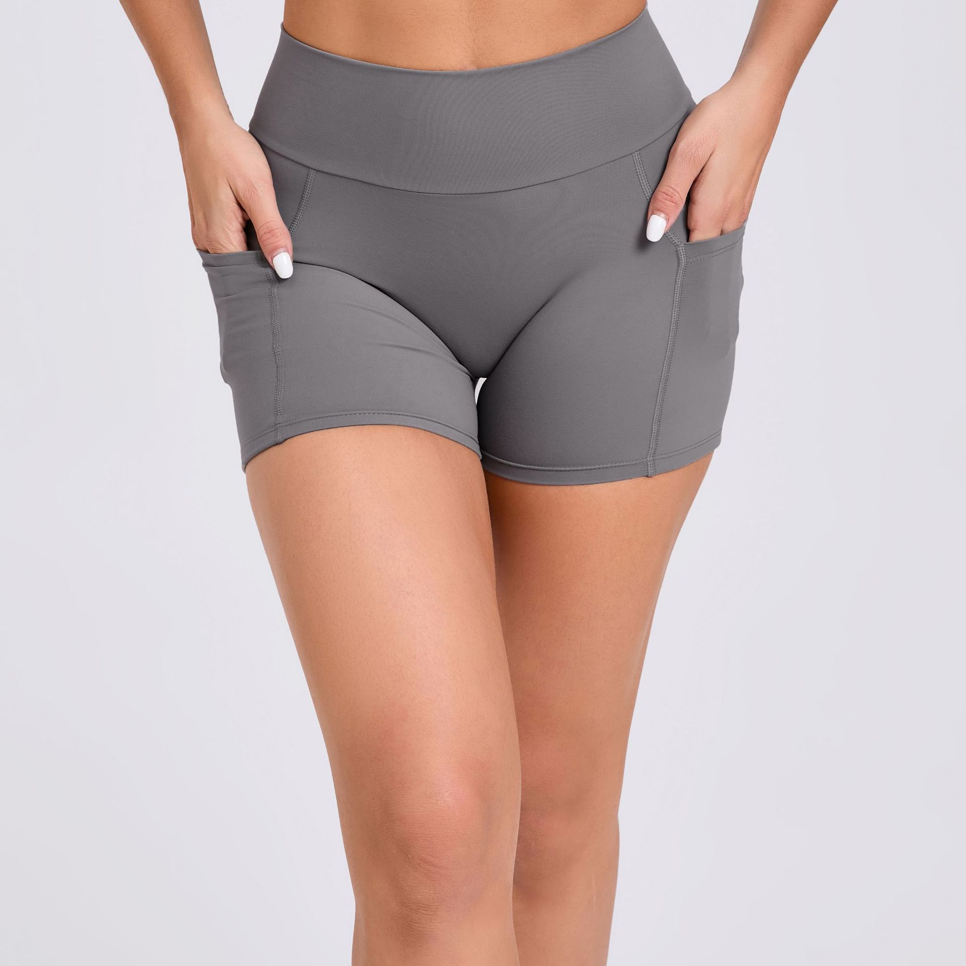 Butt Lift Stretch High Waist Tight Side Pocket Shorts QS42352