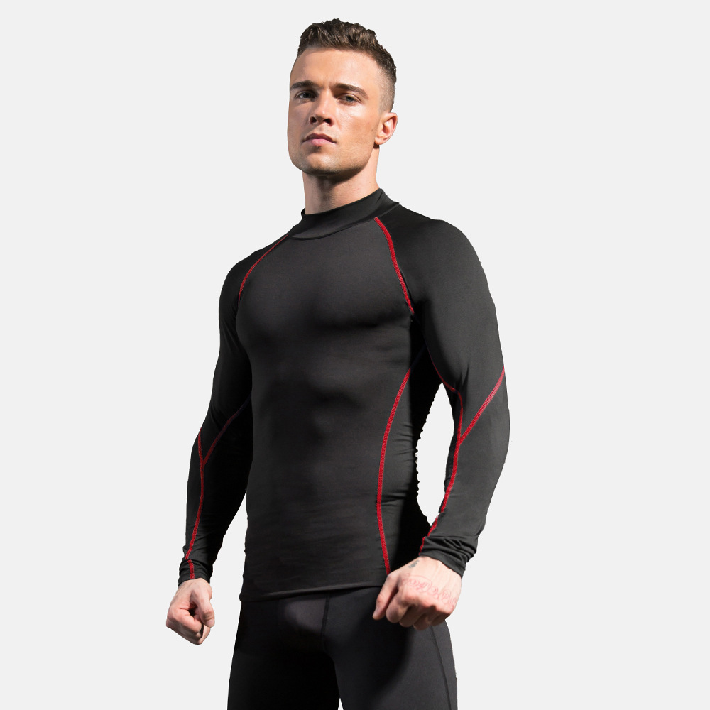 Men Fitness High Neck Long Sleeve Shirt 1058