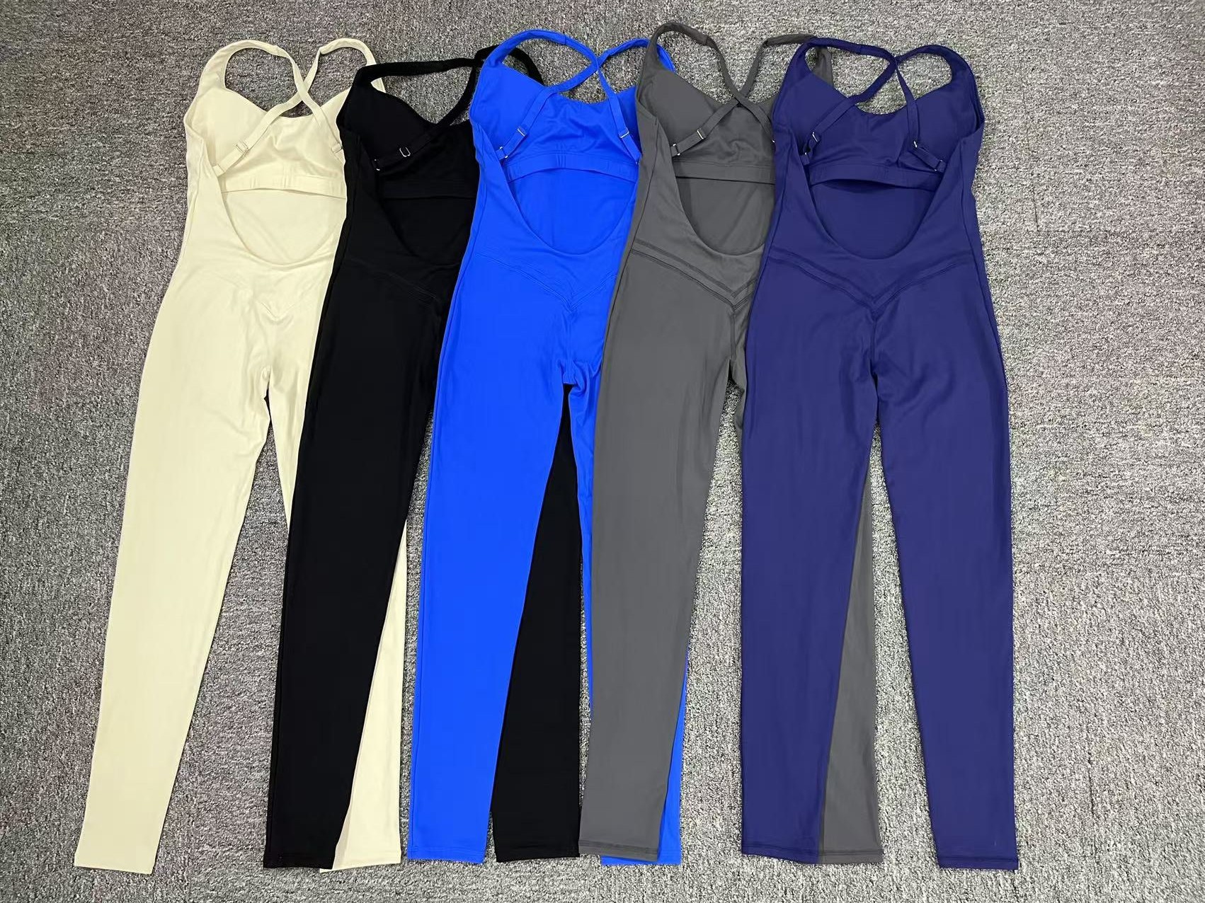 Solid Color Cross Back Sports Jumpsuit QS90107