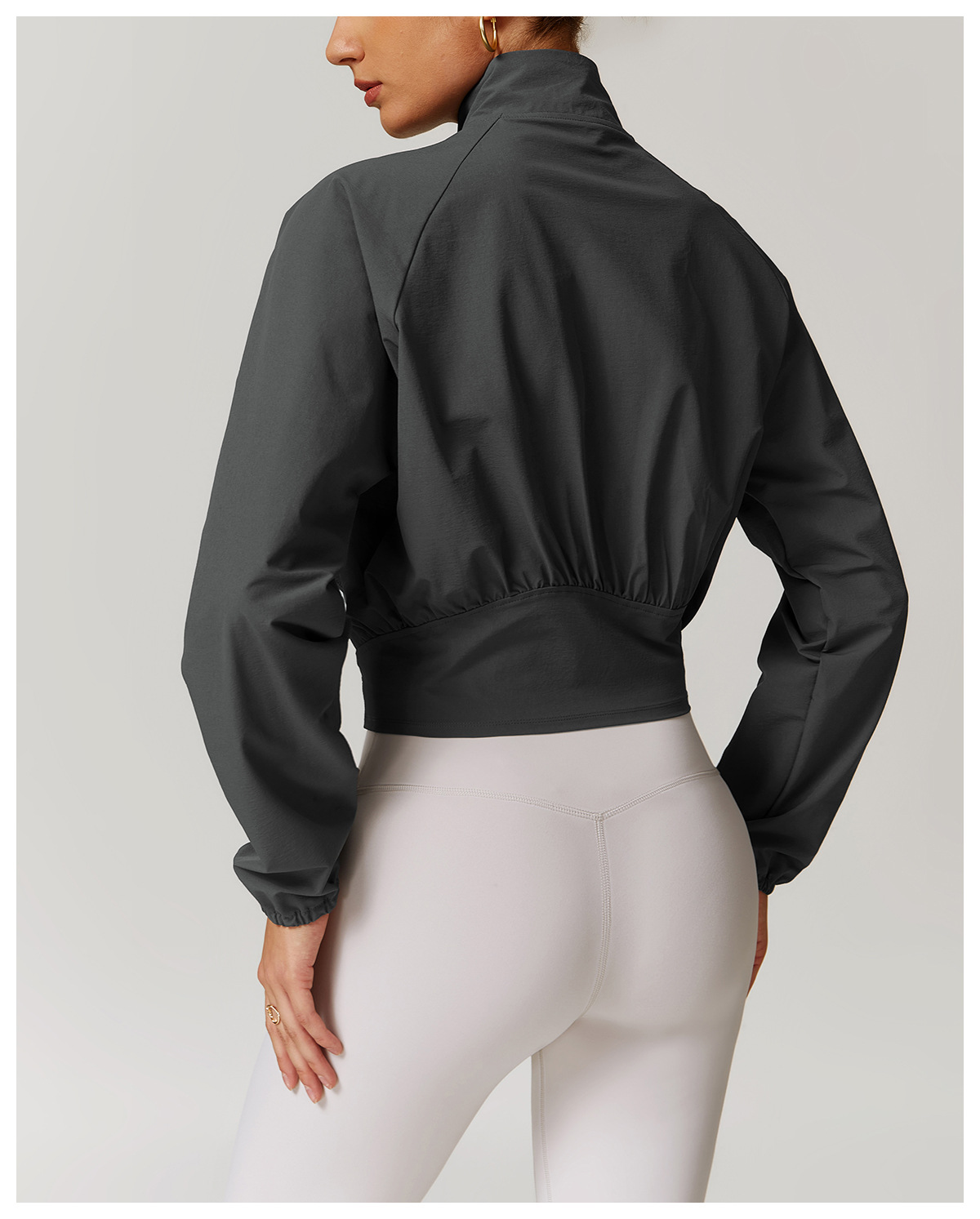 Quick Dry Zip Down Yoga Jacket with Side Pockects and Hidden Pockect