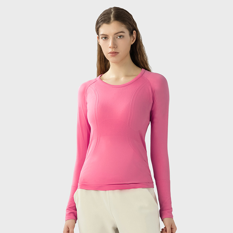 Breathable Solid Color Yoga Wear Long Sleeves D19083