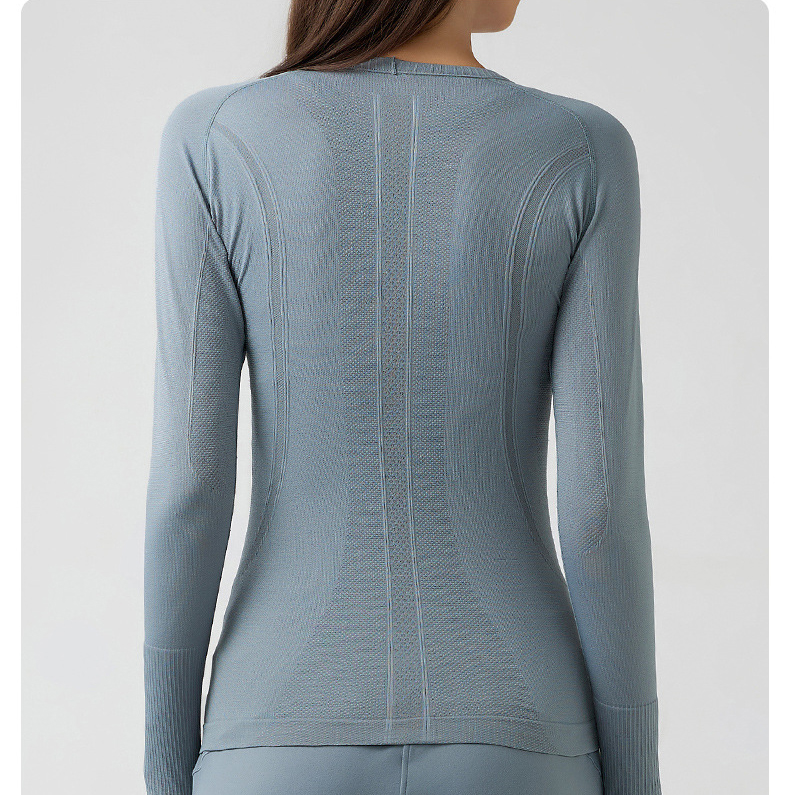 Breathable Solid Color Yoga Wear Long Sleeves D19083