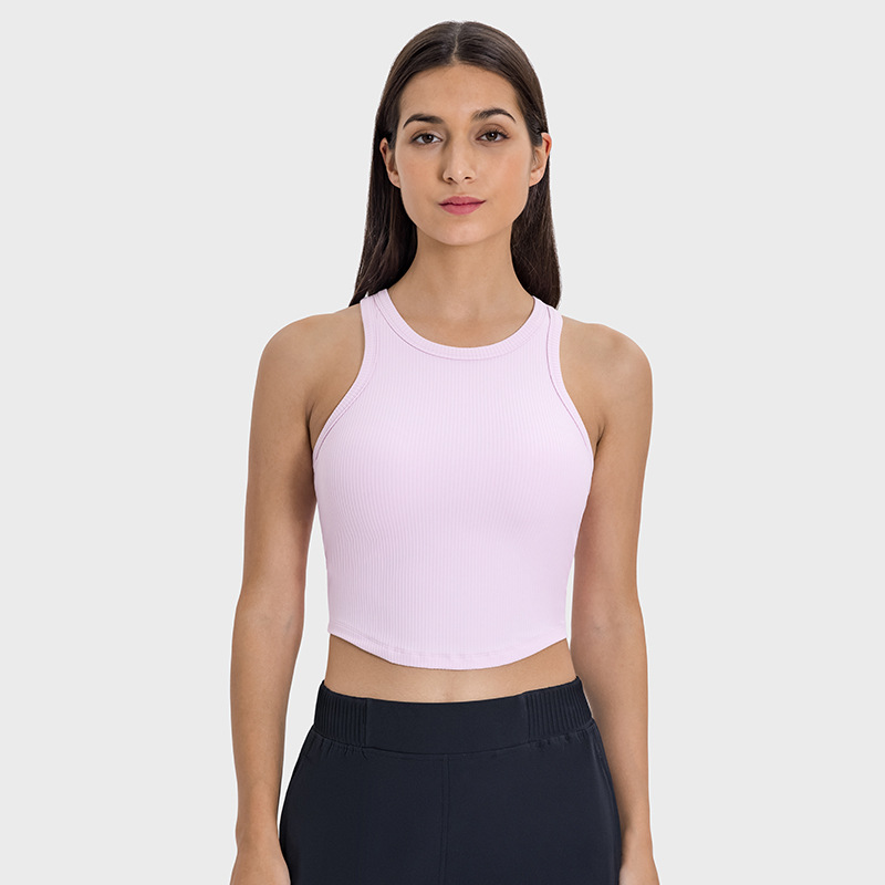 Ribbed Round Neck Yoga Tank Top DSS082