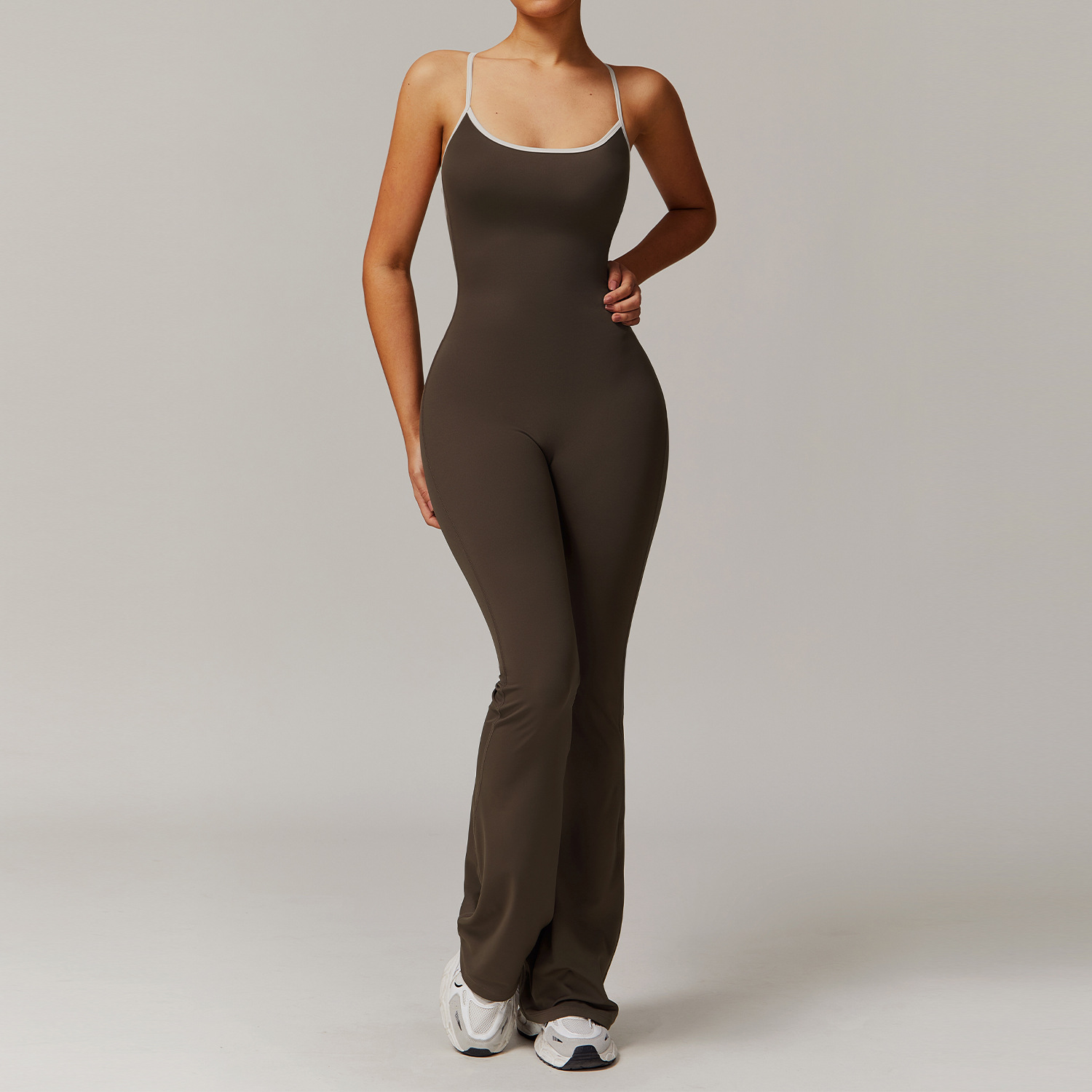 Soft Fabric Backless Flare Jumpsuit