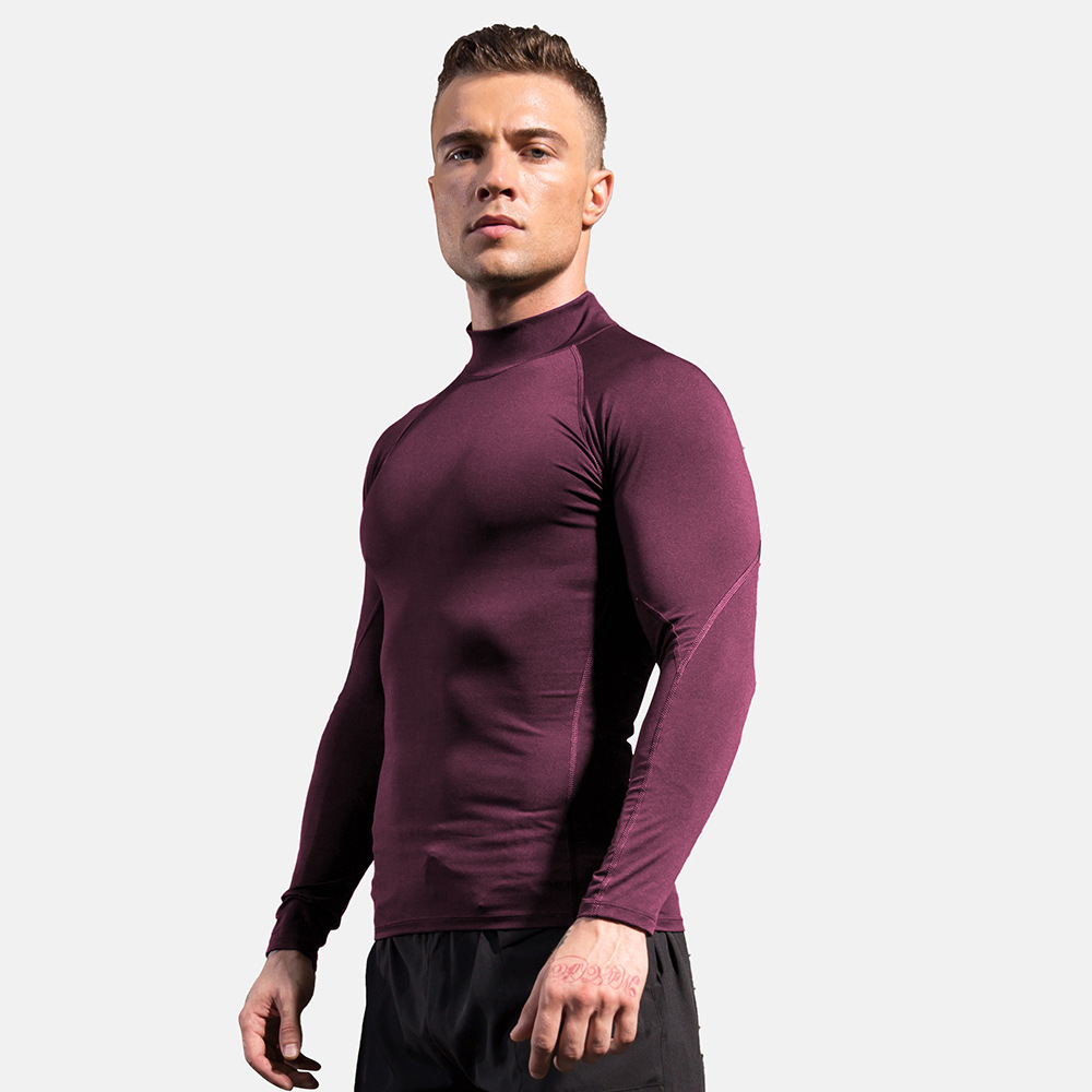 Men Fitness High Neck Long Sleeve Shirt 1058