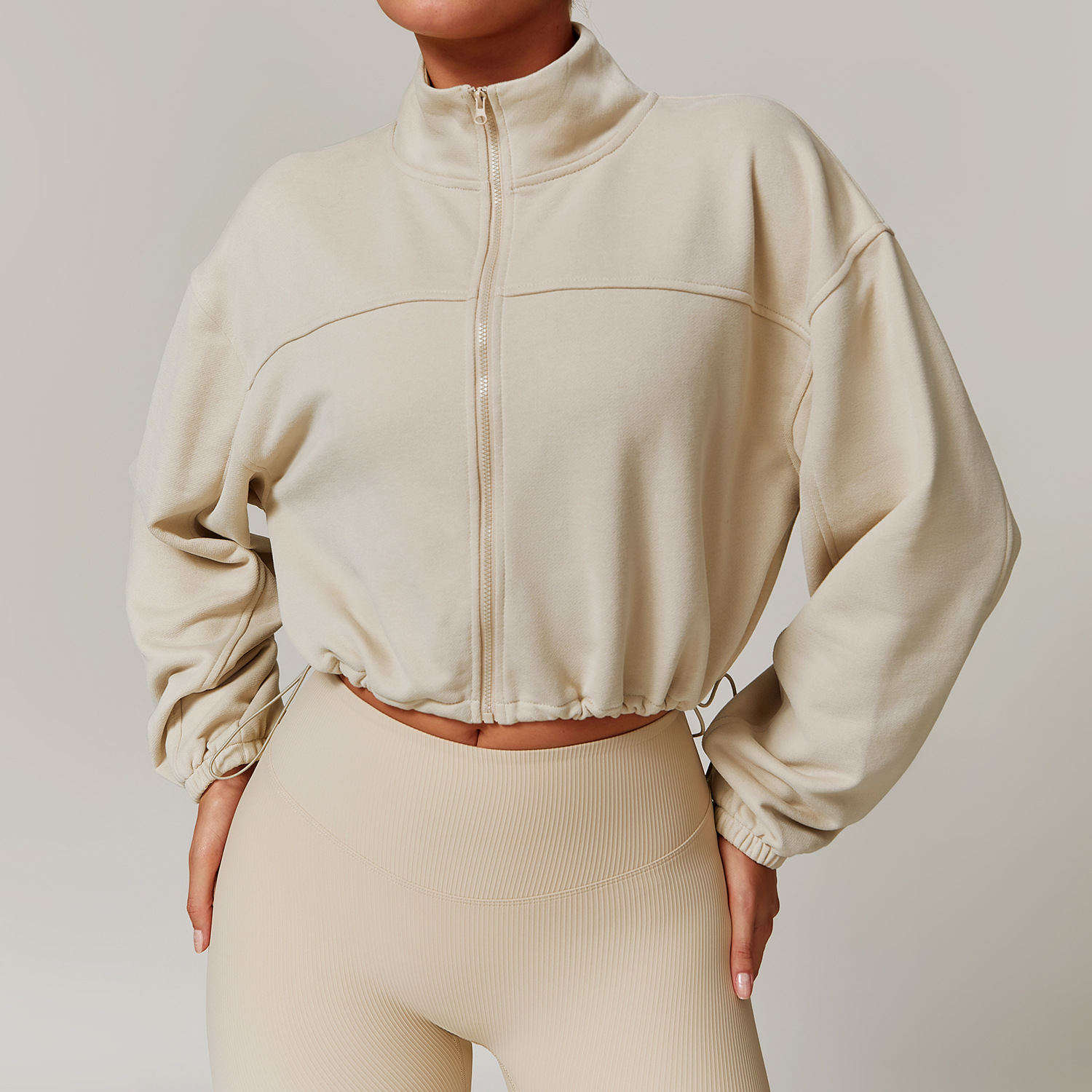 Zip Down Stand Collar Yoga Jacket 