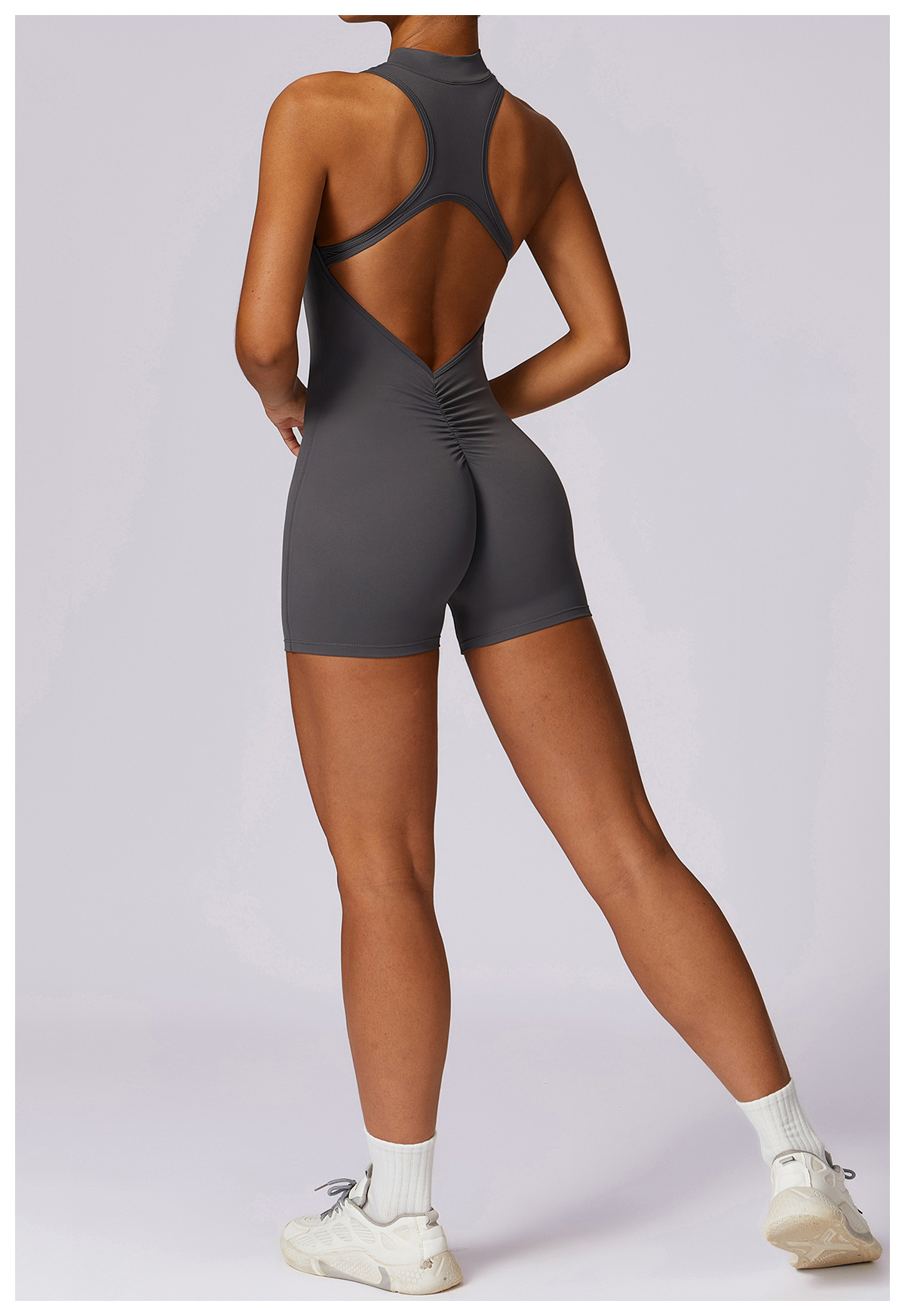 Soft Fabric Zip Down Scrunch Romper