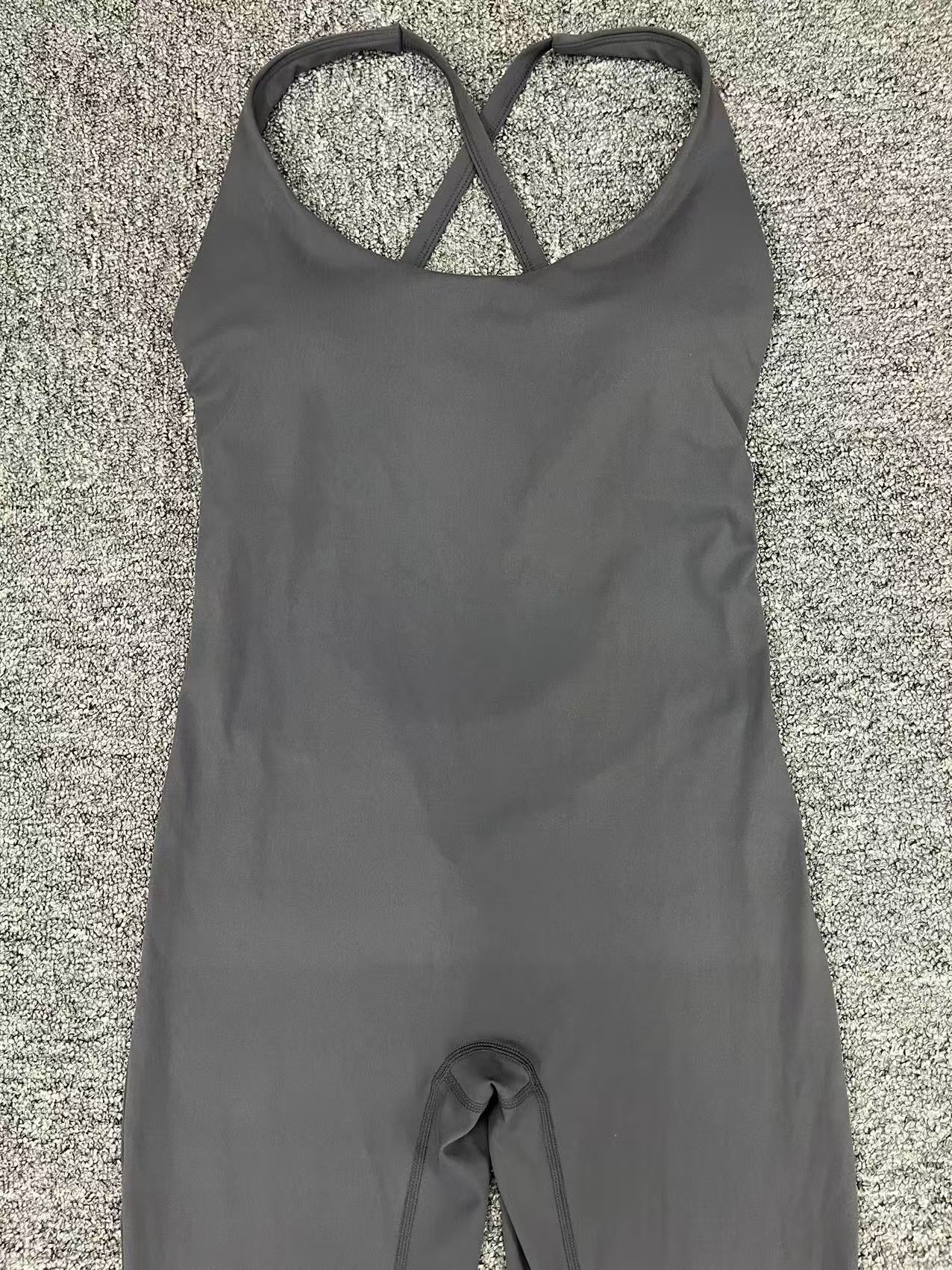 Solid Color Cross Back Sports Jumpsuit QS90107