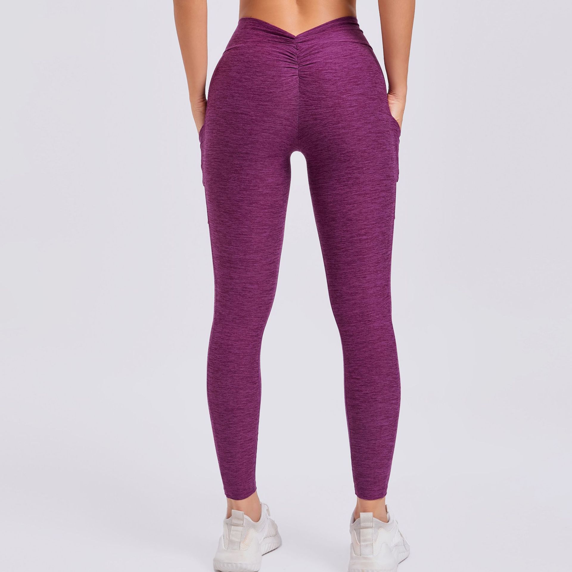 Tight Back V Waist With Pockets On Both Sides, Quick-Drying Yoga Pants  QS46442