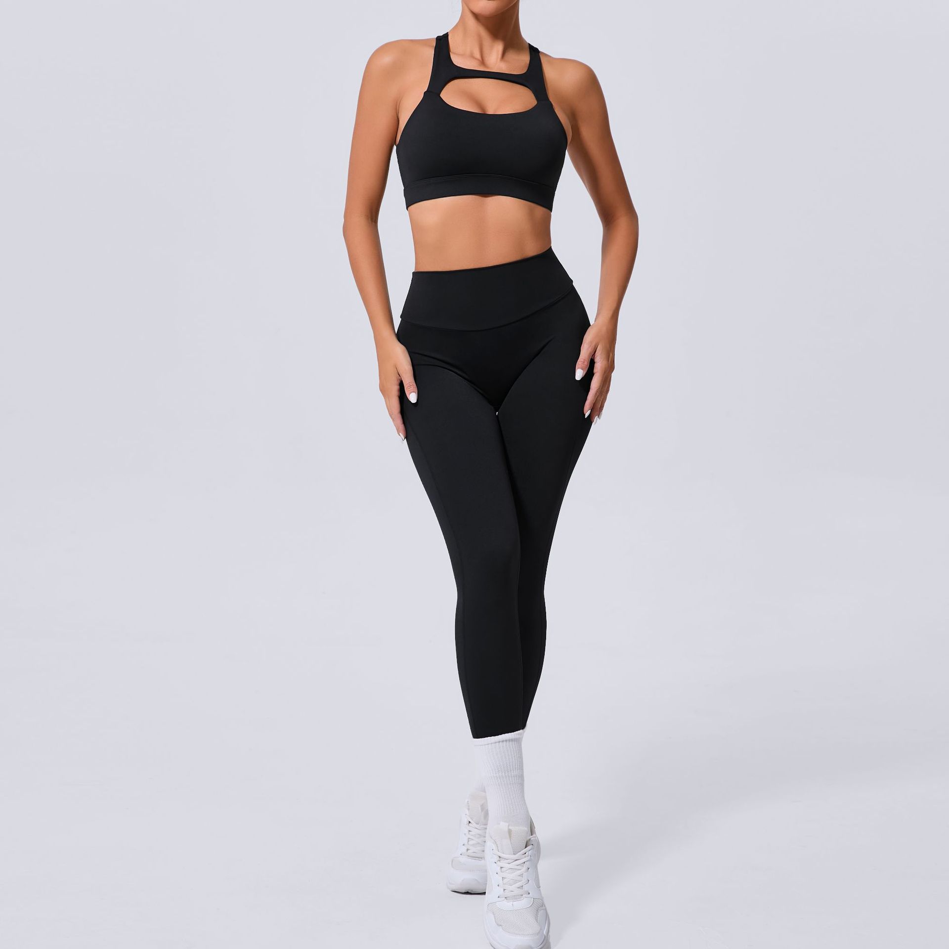 Backless Fitness Running Sprots Bra And High Waist Pants sets QS59520+QS59520+8020