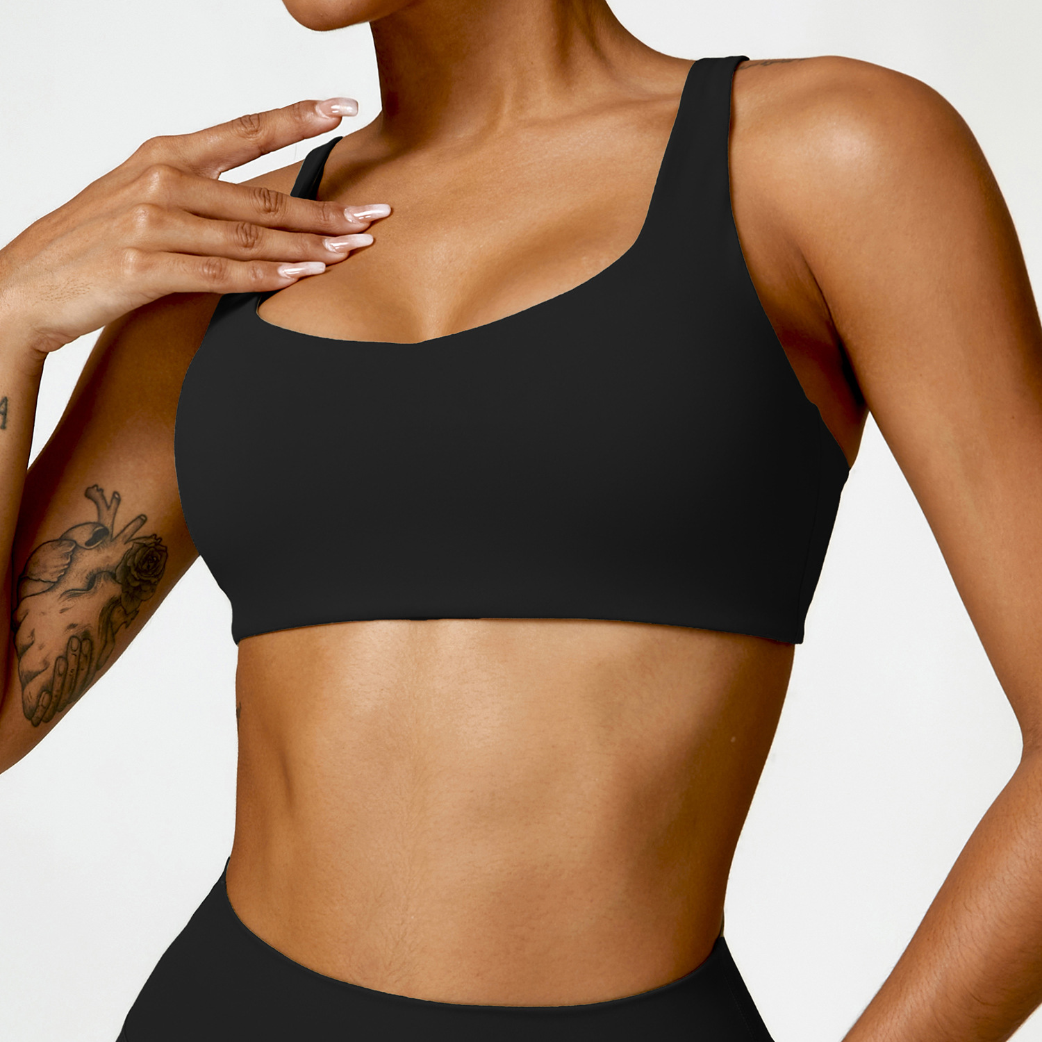 Soft Fabric Double Straps Crop Yoga Bra