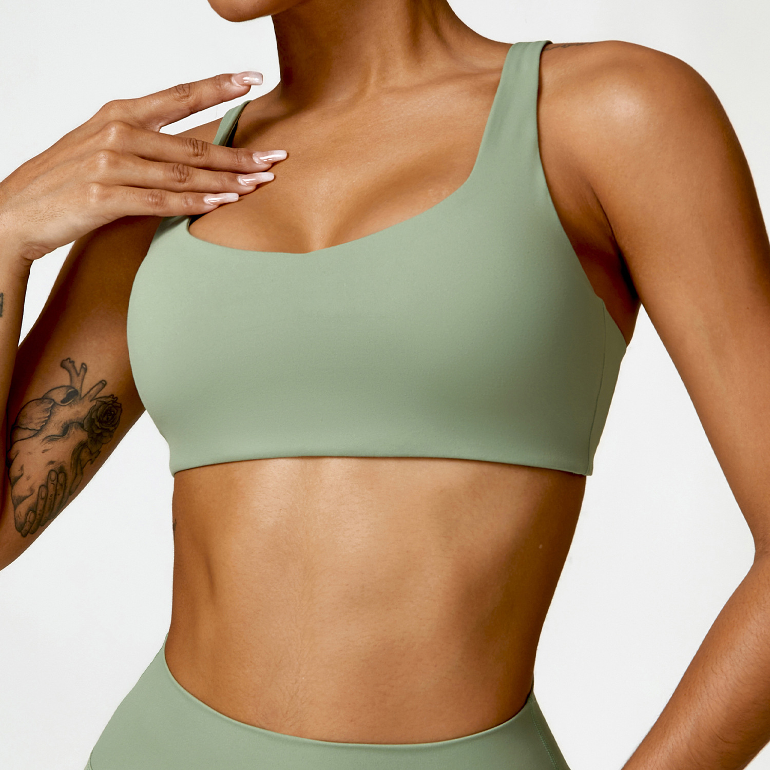 Soft Fabric Double Straps Crop Yoga Bra