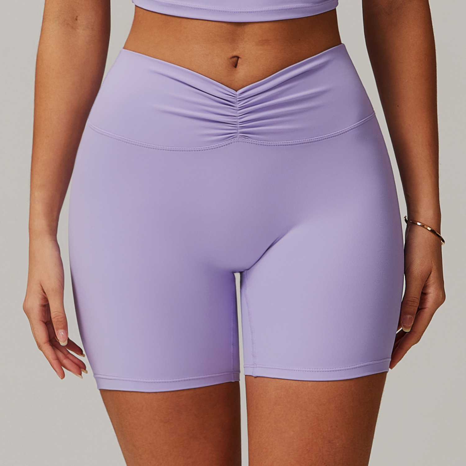 Soft Fabric Twist Pleats Yoga Shorts