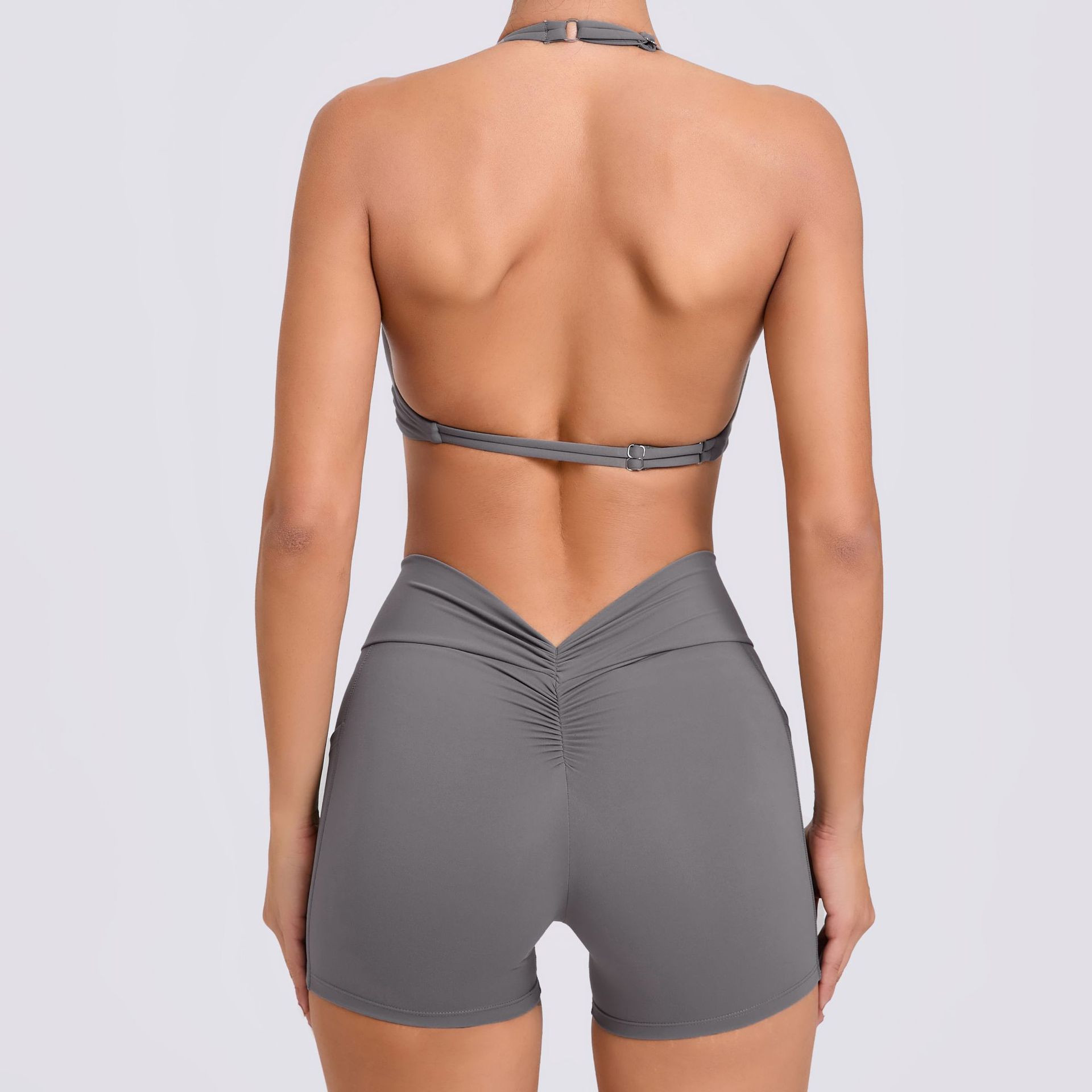 Nude Yoga Clothes With Pockets On Both Sides, Quick-Drying Tight Suit  QS74068+42352