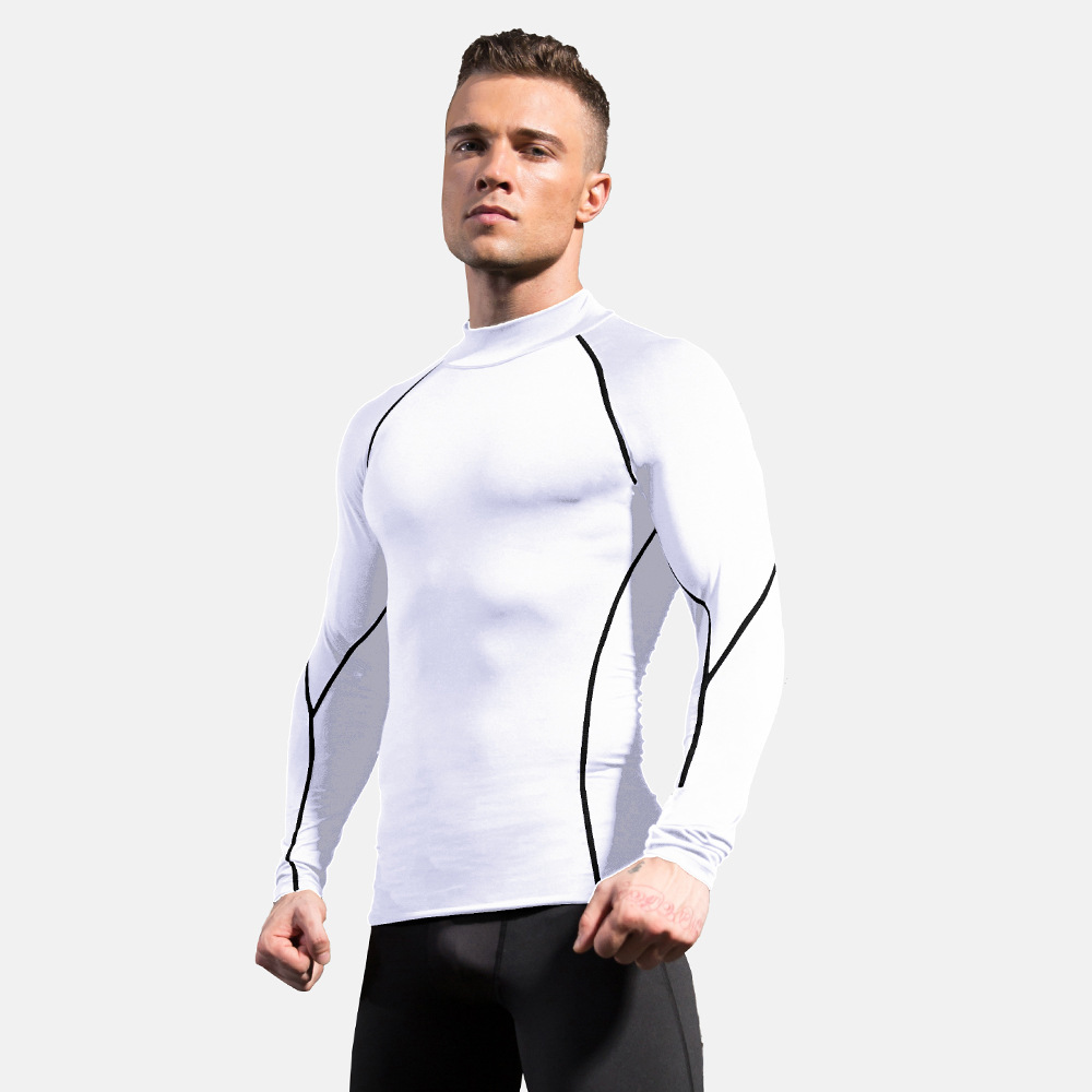 Men Fitness High Neck Long Sleeve Shirt 1058