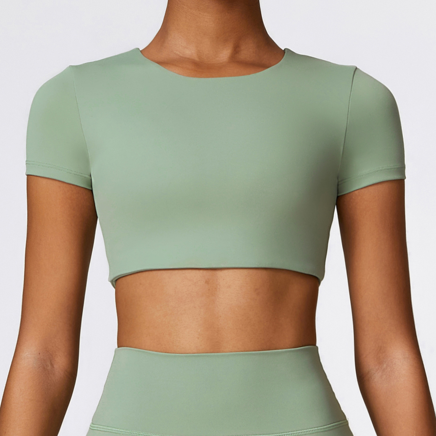 Soft Fabric Short Sleeves Crop Yoga Top