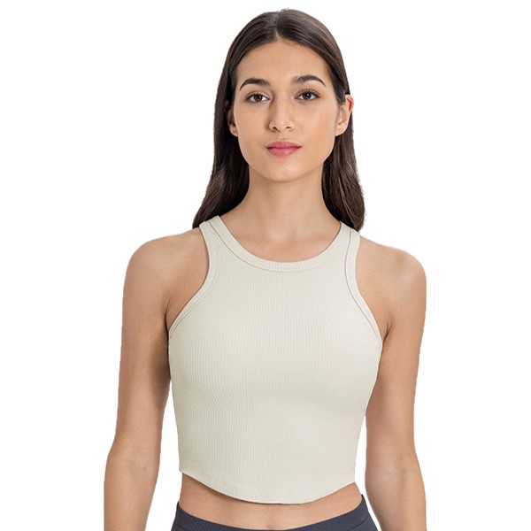 Ribbed Round Neck Yoga Tank Top DSS082