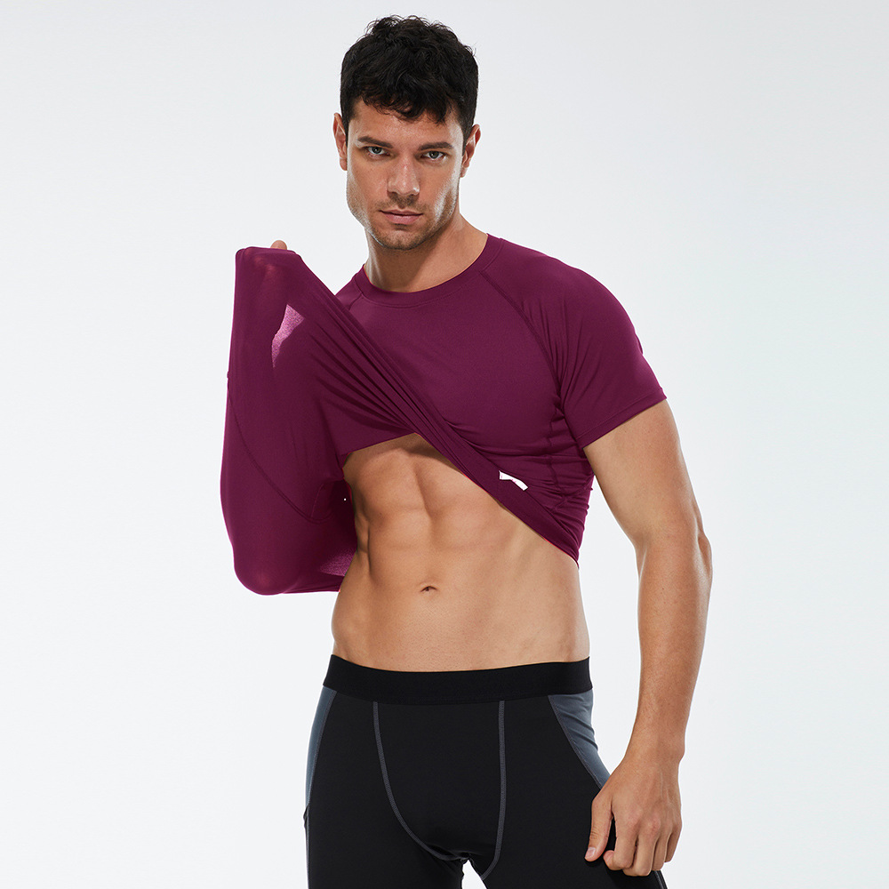 Men High Stretch Training Short Sleeves Shirt  01217