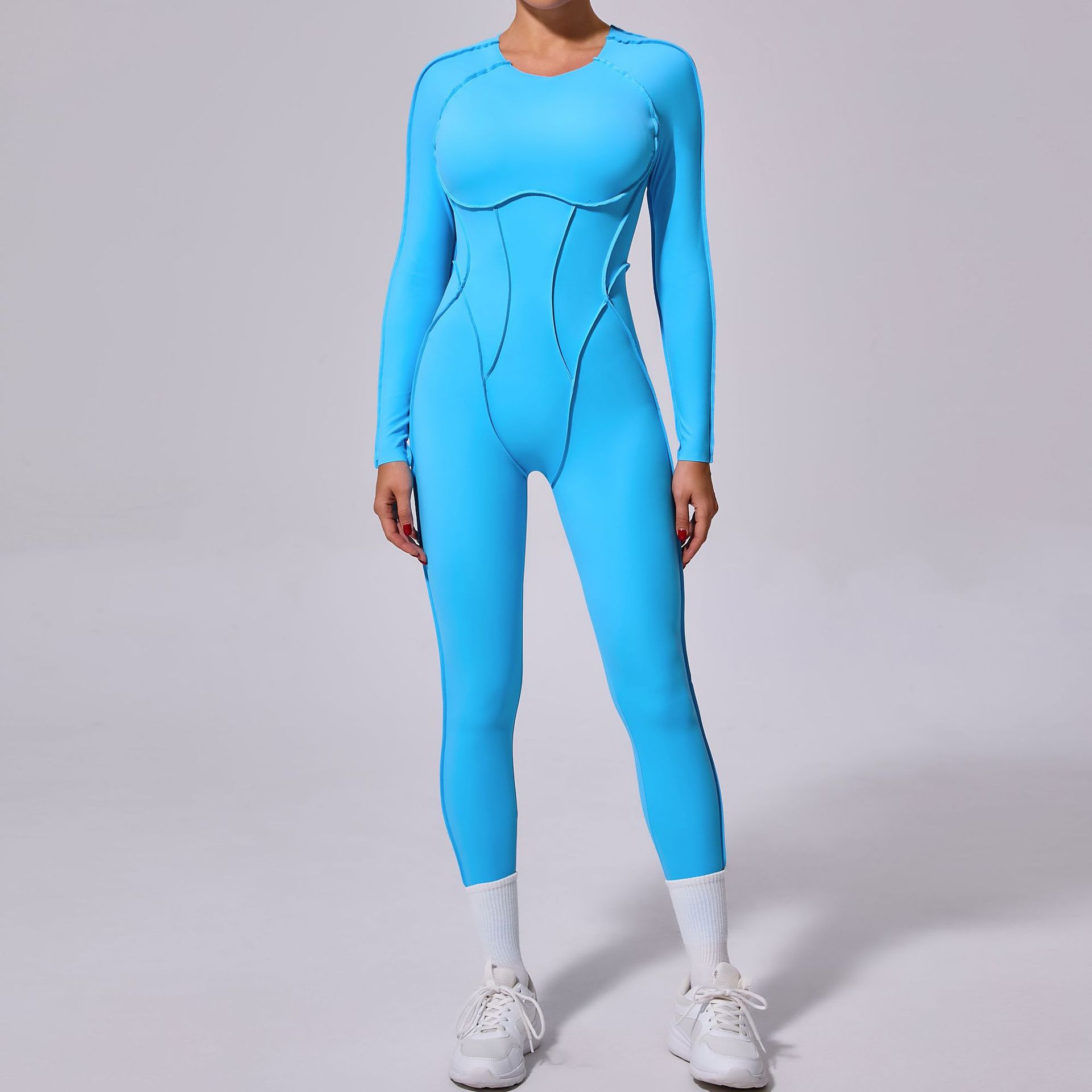 One-Piece Backless Tight Long-Sleeved long Jumpsuit  QS10122