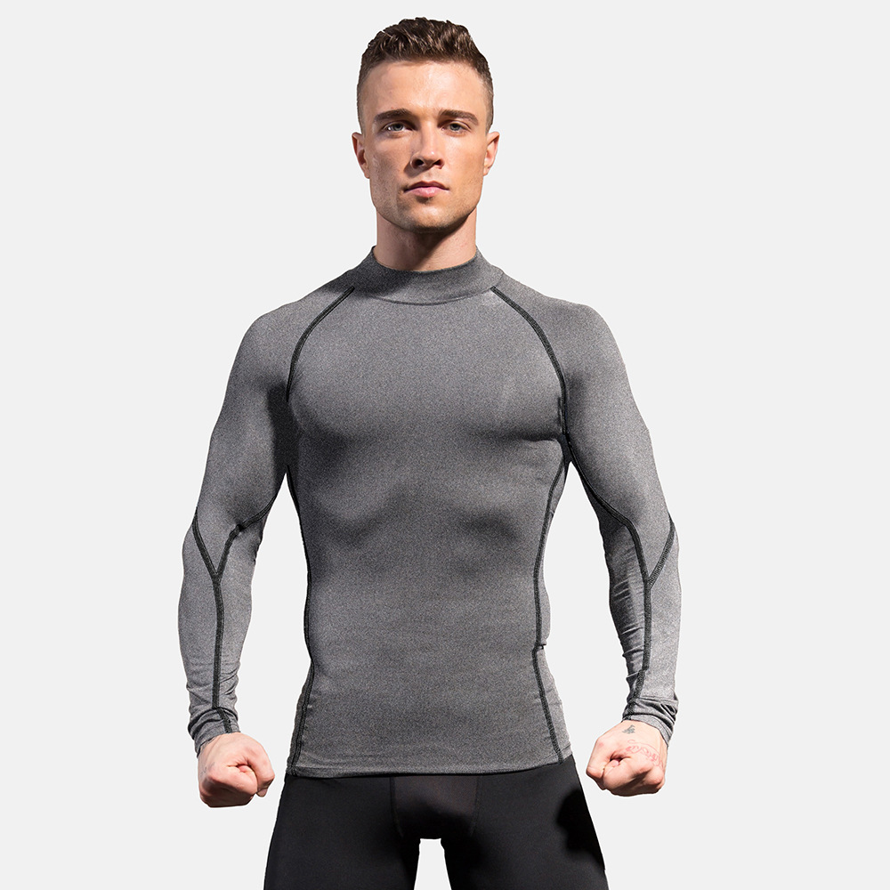 Men Fitness High Neck Long Sleeve Shirt 1058