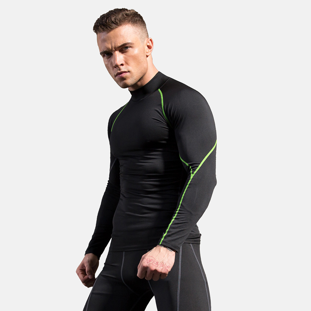 Men Fitness High Neck Long Sleeve Shirt 1058