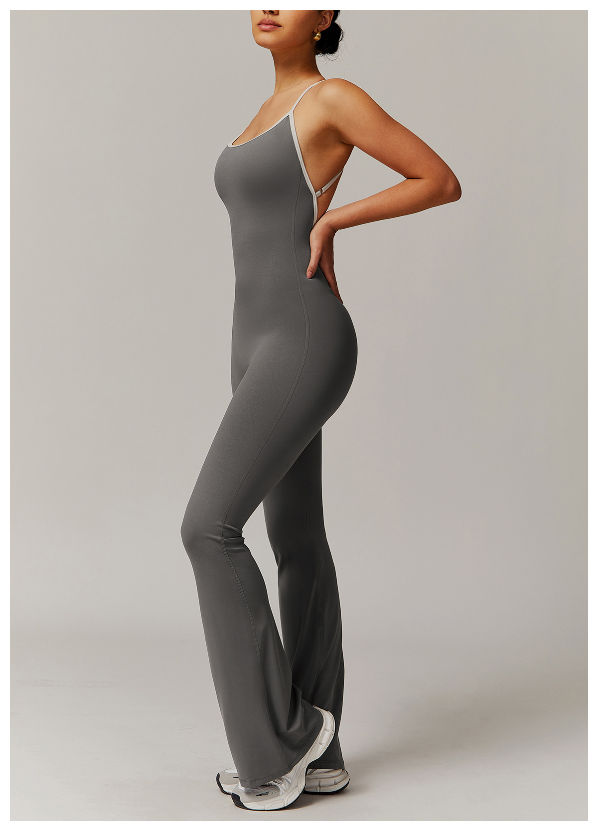 Soft Fabric Backless Flare Jumpsuit