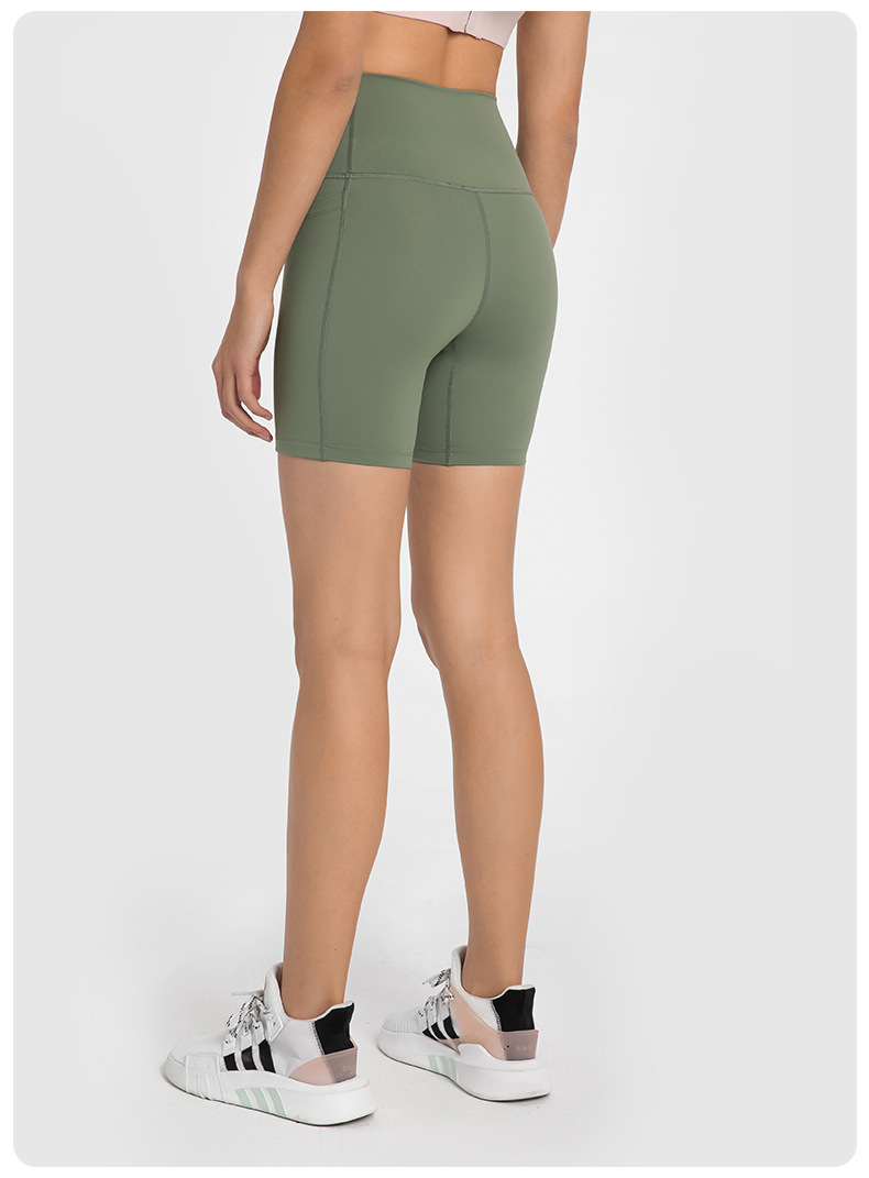 High Waist Butt-lifting Solid Color Yoga Shorts with Pockets DK178