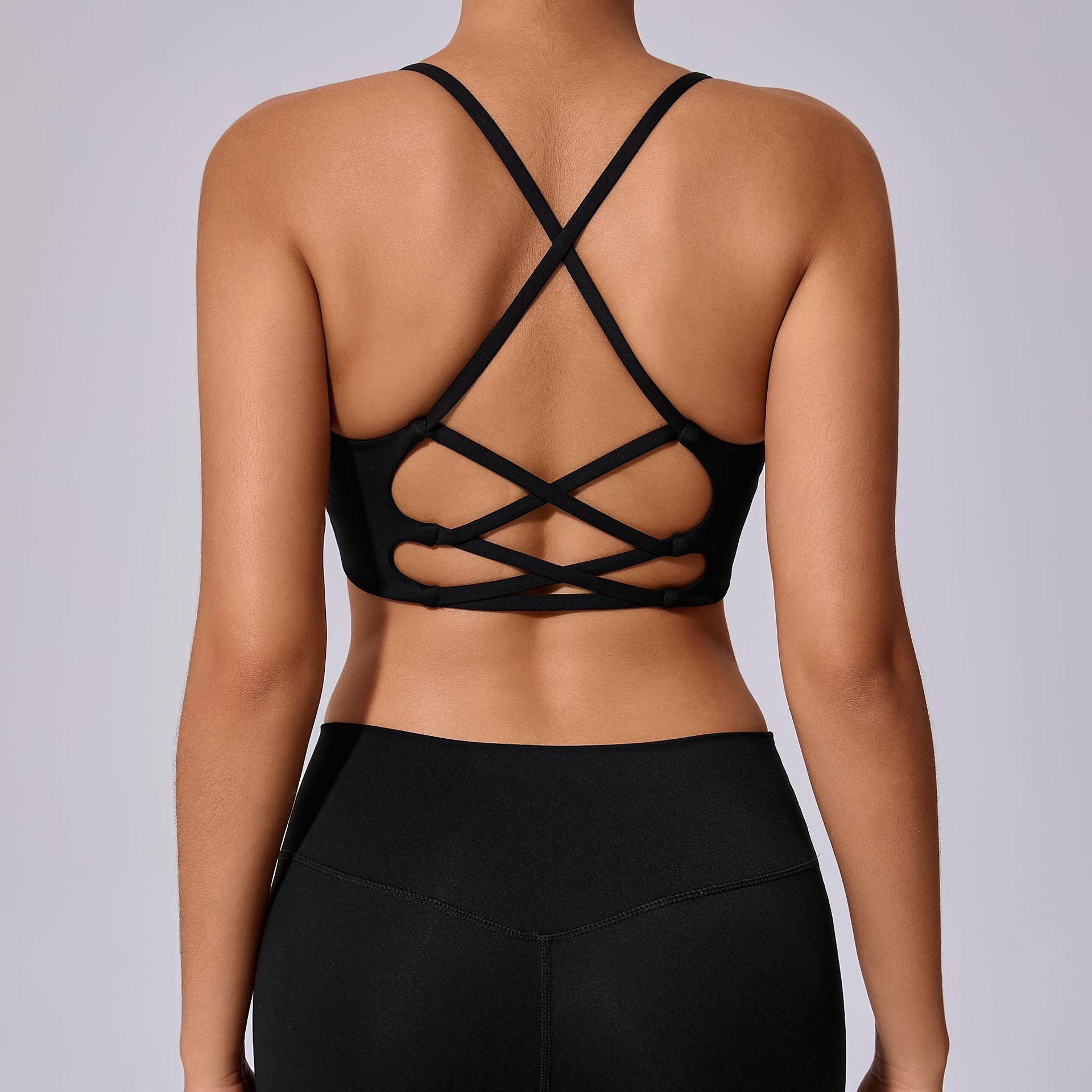 Cross Shoulder Strap Shock-Proof Backless Outer Wear Bra  QS58300