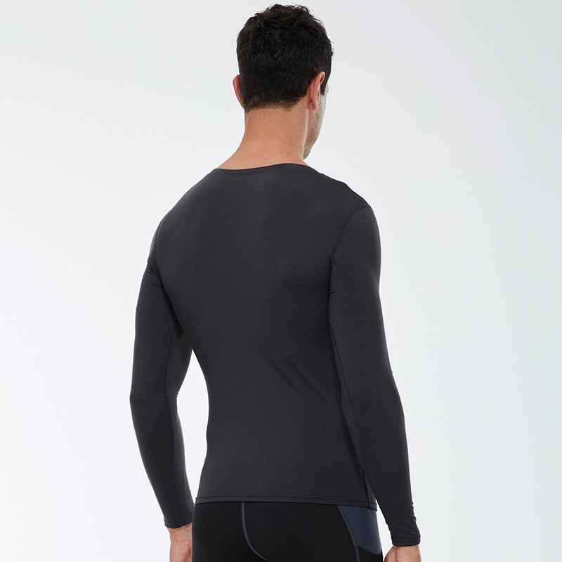 Men V Neck Fitness Long Sleeve Shirt With Velvet 01511