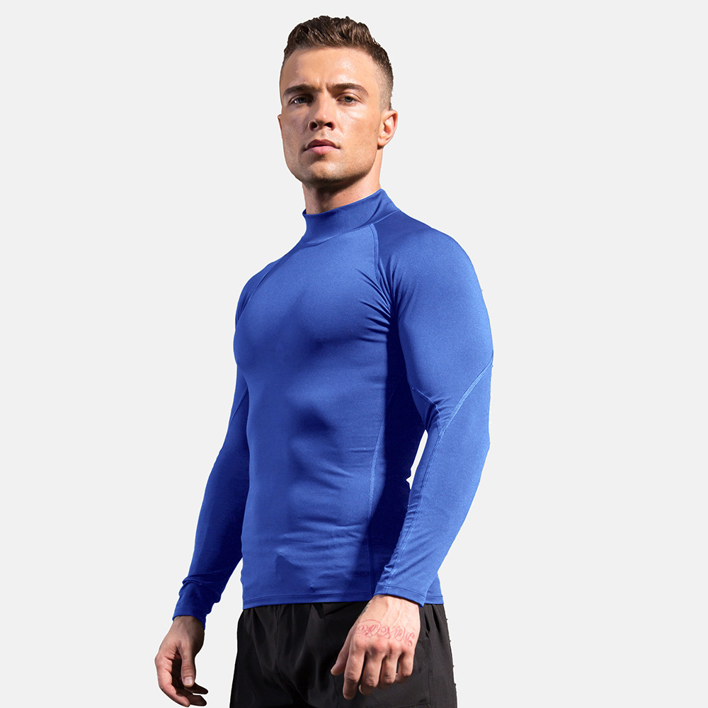 Men Fitness High Neck Long Sleeve Shirt 1058