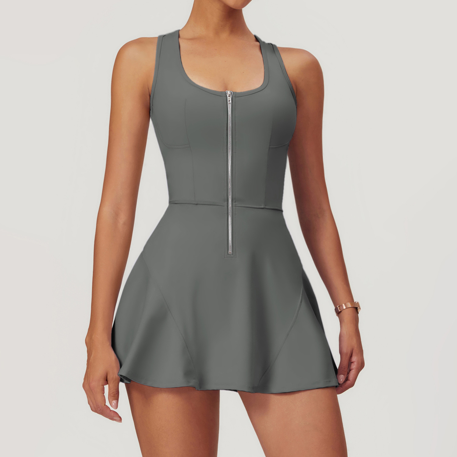 Soft Fabric Zip Down Tennis Dress