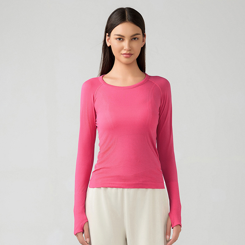 Breathable Solid Color Yoga Wear Long Sleeves D19083