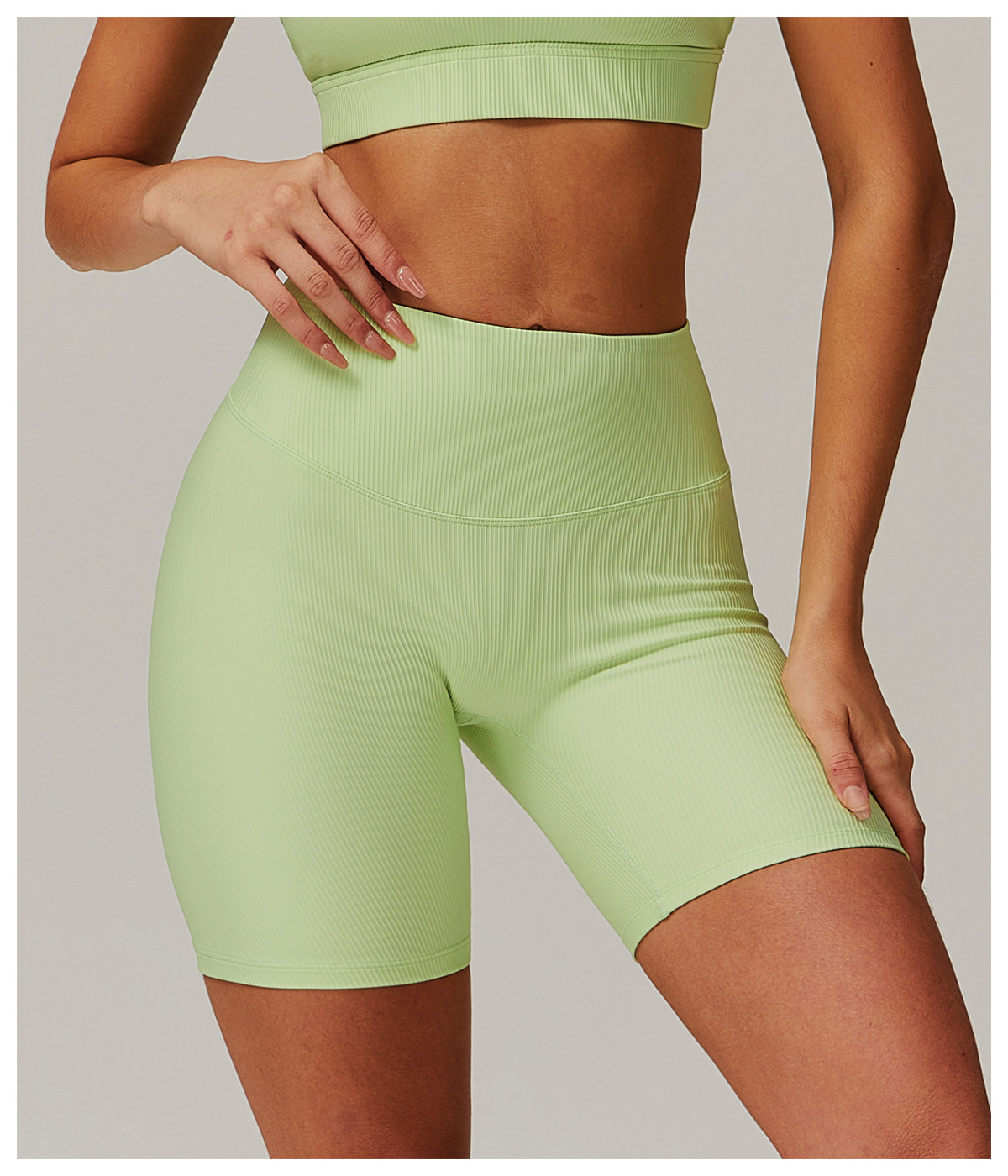 Curve Wasit Ribbed Yoga Shorts 