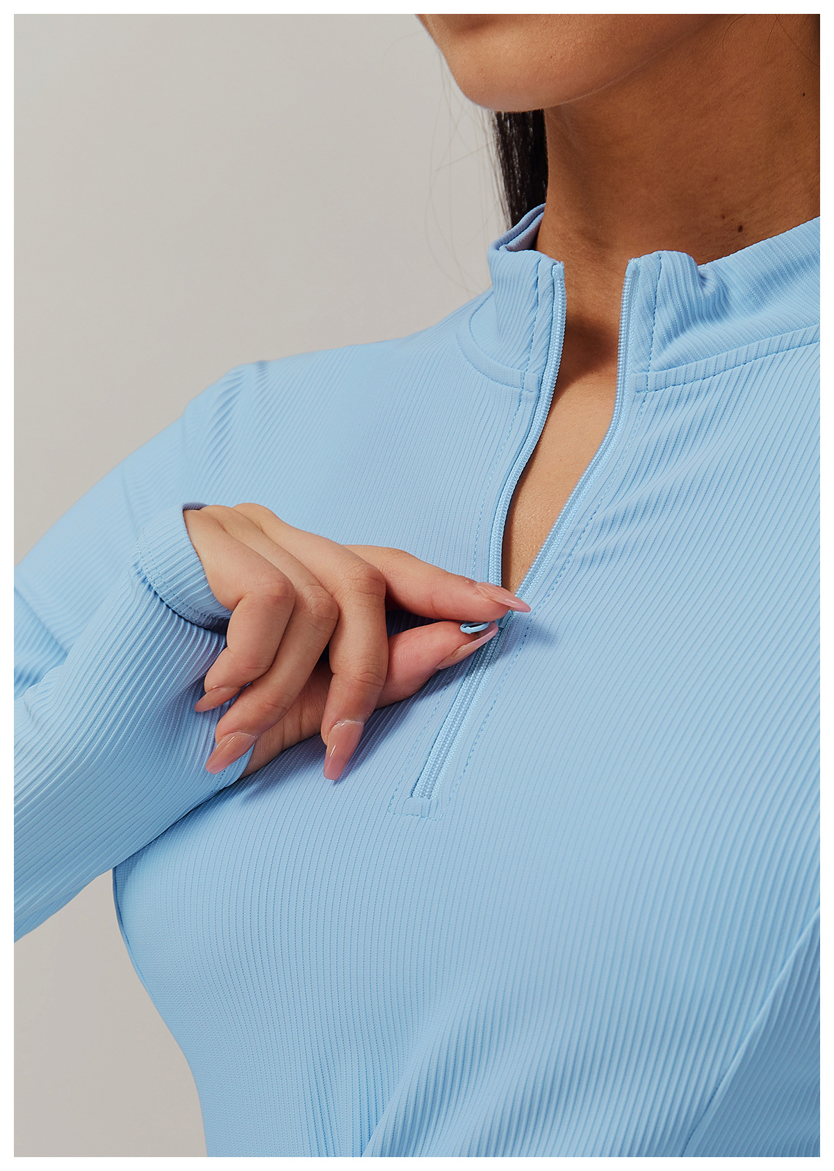 Ribbed Half Zip Yoga Top 9018