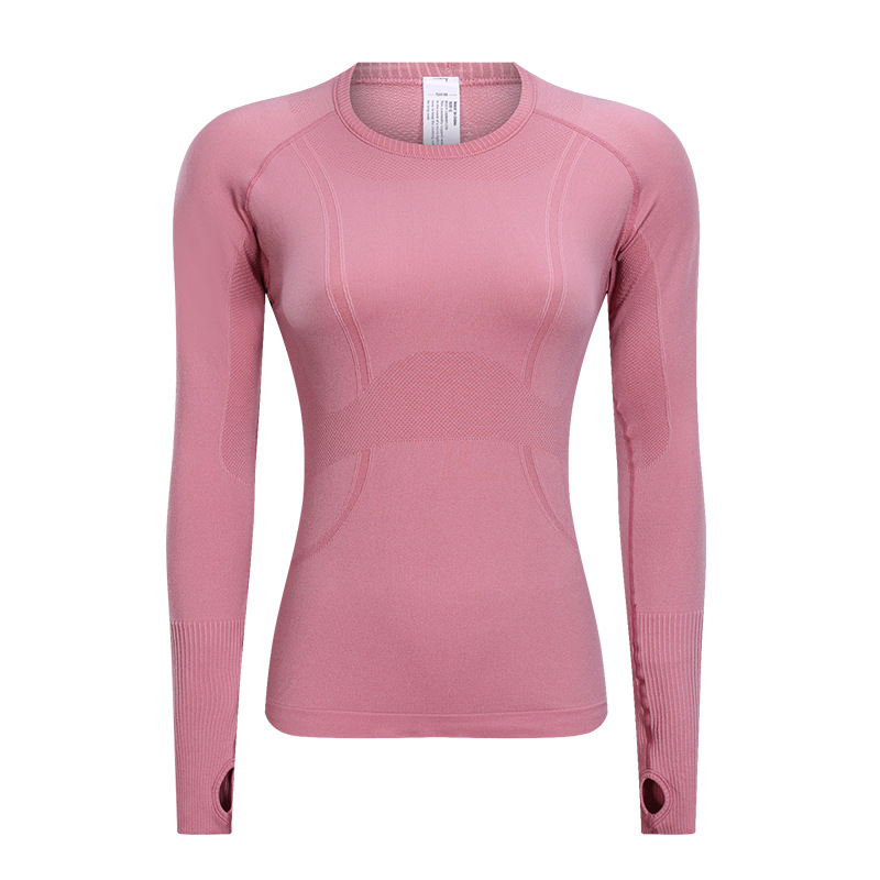 Breathable Solid Color Yoga Wear Long Sleeves D19083