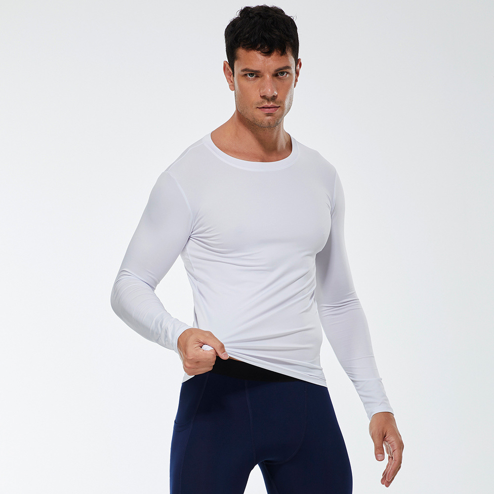 Men Solid Color Fitness Long Sleeve Shirt 4002