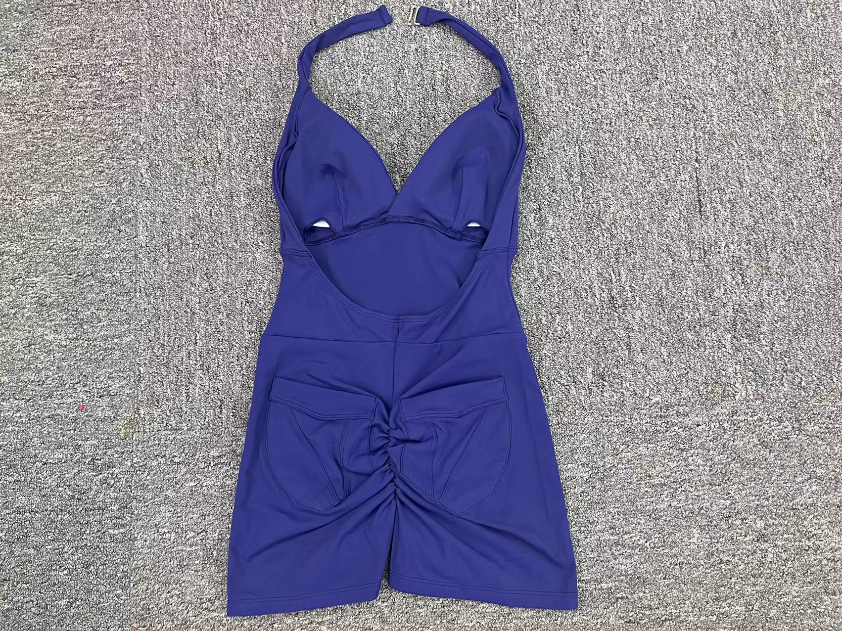 Hanging Neck Pocket Backless Tight Fitness Jumpsuit  QS1105 