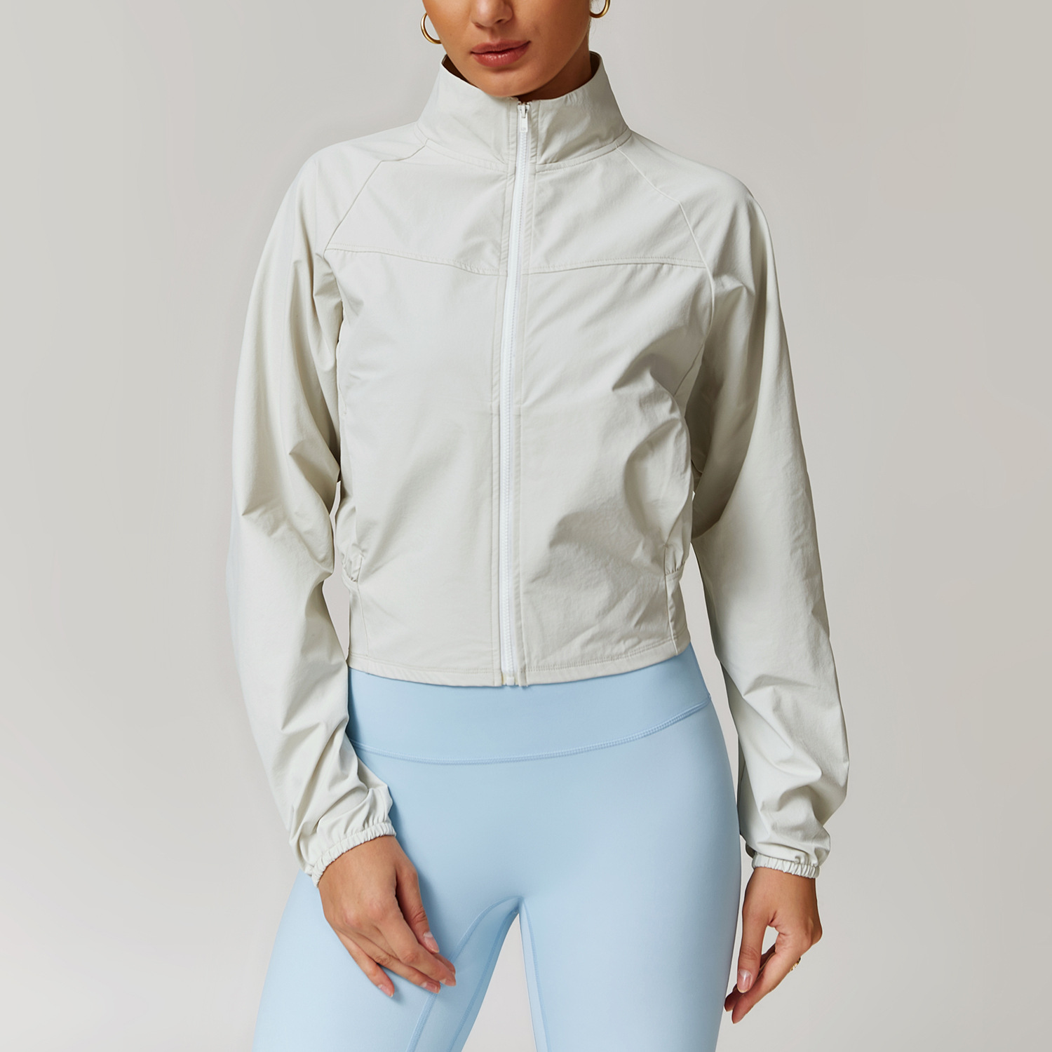 Quick Dry Zip Down Yoga Jacket with Side Pockects and Hidden Pockect