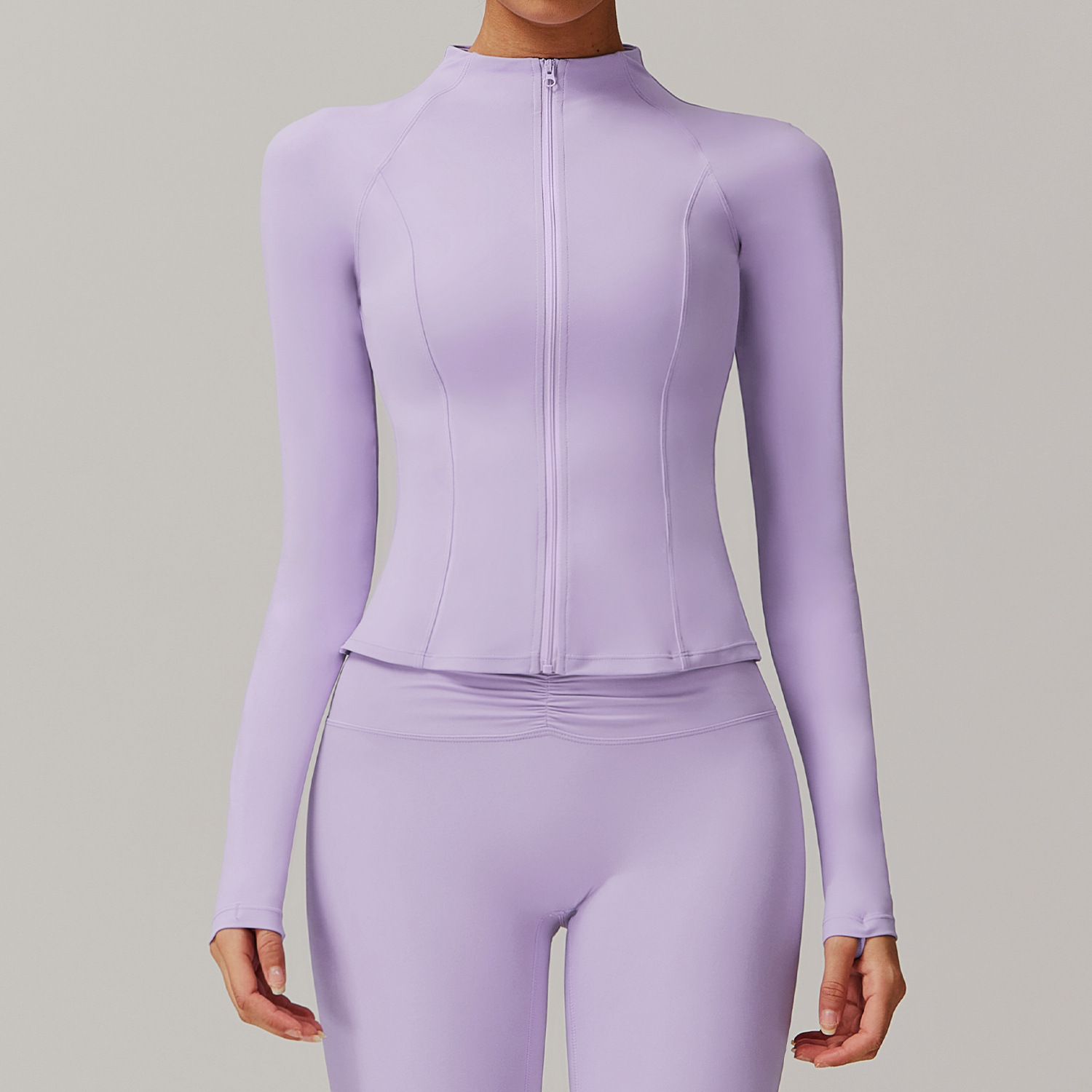 Soft Fabric Long Sleeves Stand Collar Yoga Top