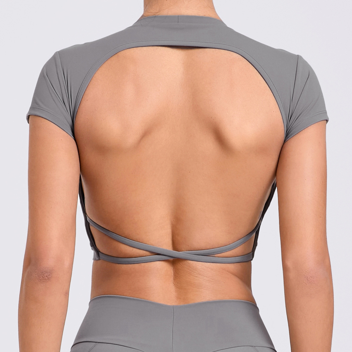 Backless Quick-Drying Brushed Breast Pad Tight Short Sleeves  QS71240