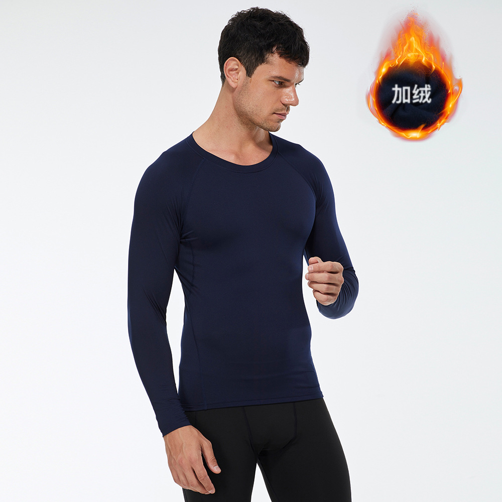 Men Fitness Long Sleeve Shirt With Velvet 01512