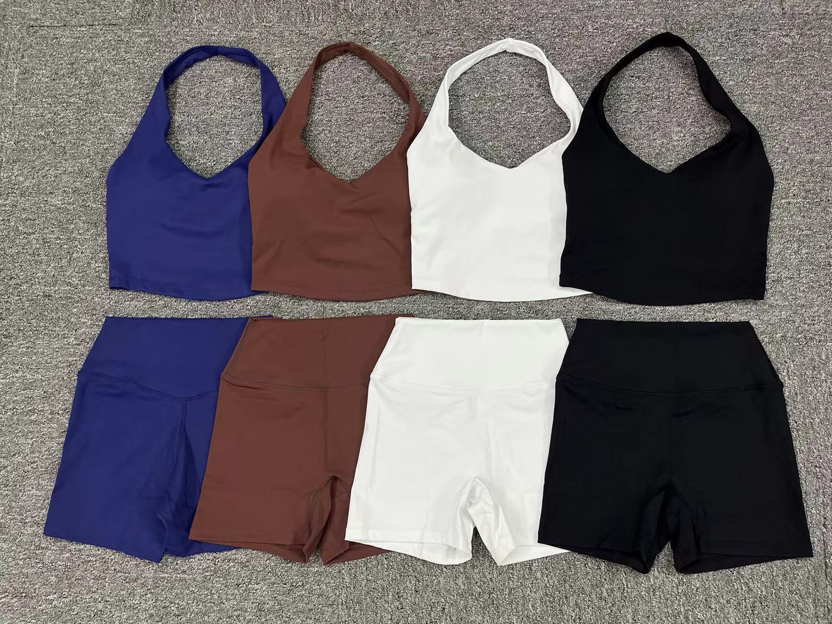 Seamless Halter Backless Fitness Bra + High Waist Shorts Sets QS11359+13776