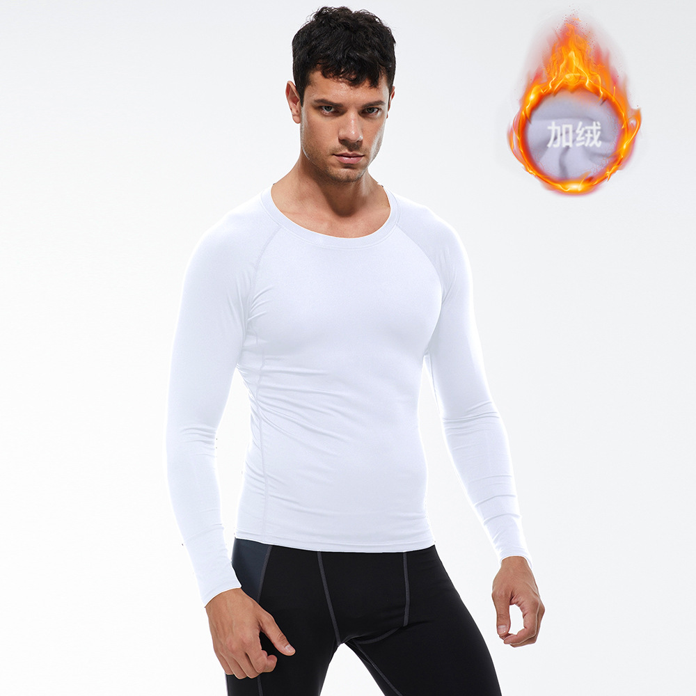 Men Fitness Long Sleeve Shirt With Velvet 01512