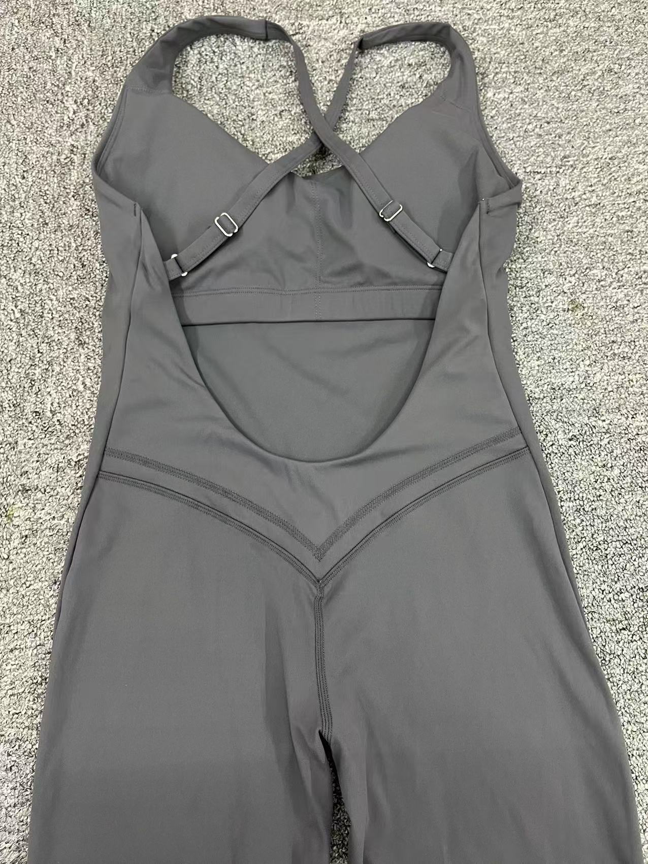 Solid Color Cross Back Sports Jumpsuit QS90107