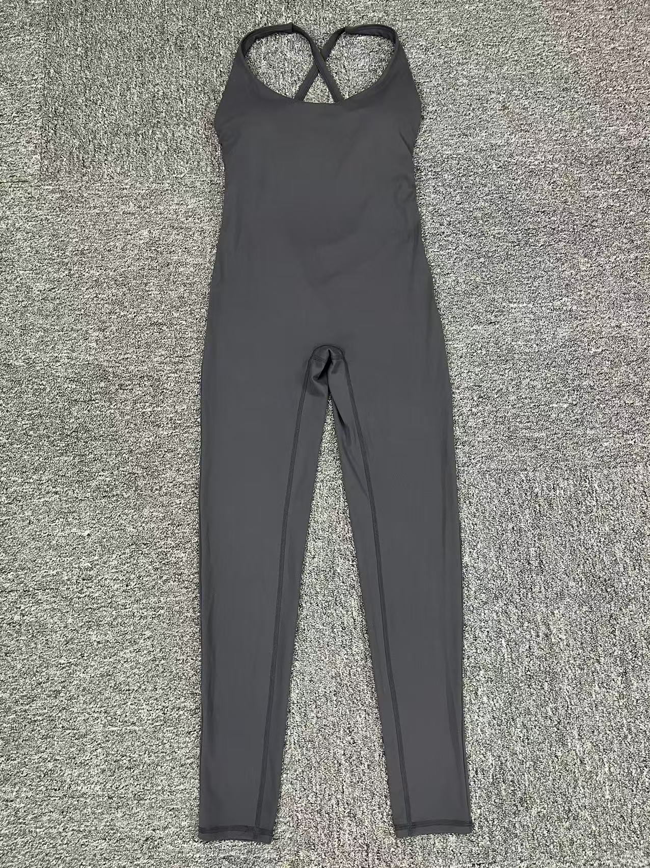 Solid Color Cross Back Sports Jumpsuit QS90107