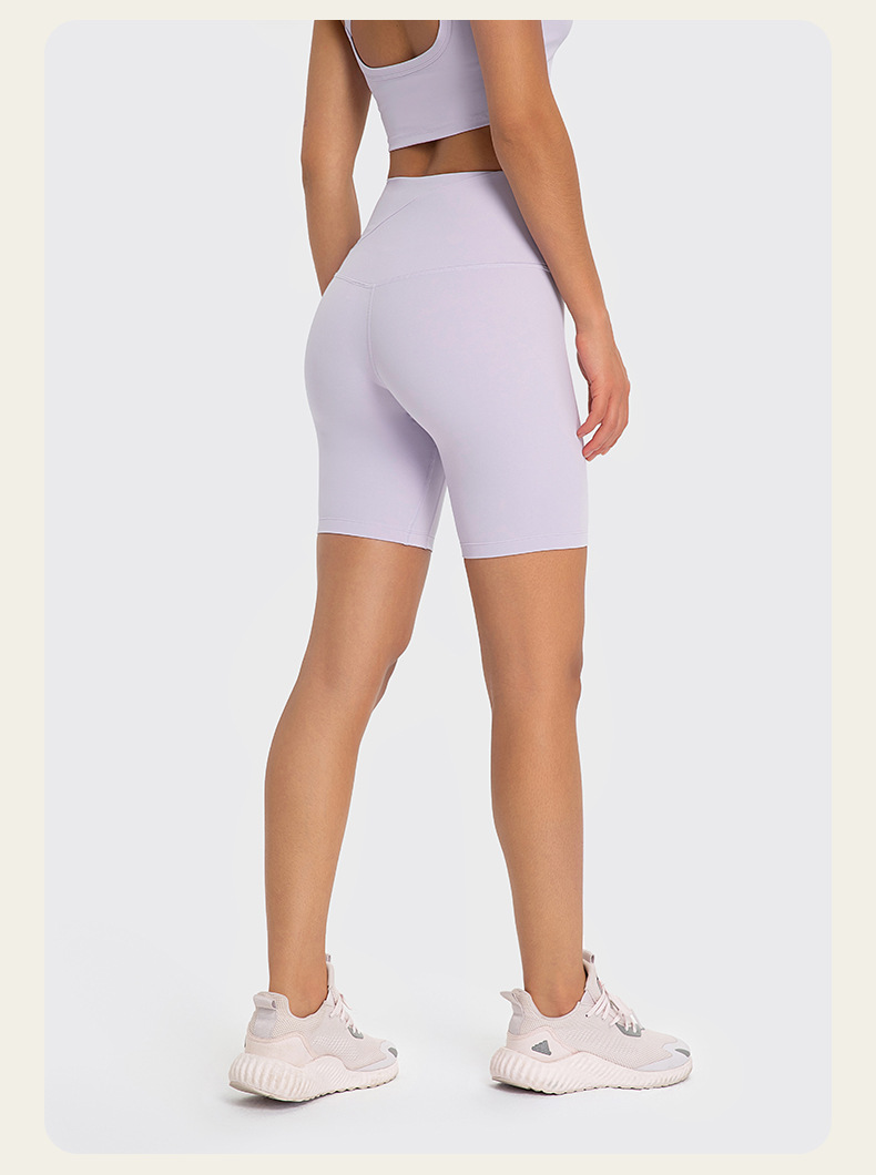 Nude Cross Waist Butt-lifting Fifth Pants Yoga Shorts DK360